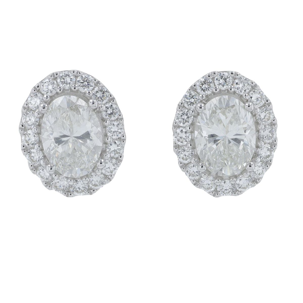 14K 2 CT Lab Grown Diamond Halo Oval Studs<p><strong>More Colors Available</p></strong><p><strong>Lab Grown Diamond</p></strong>