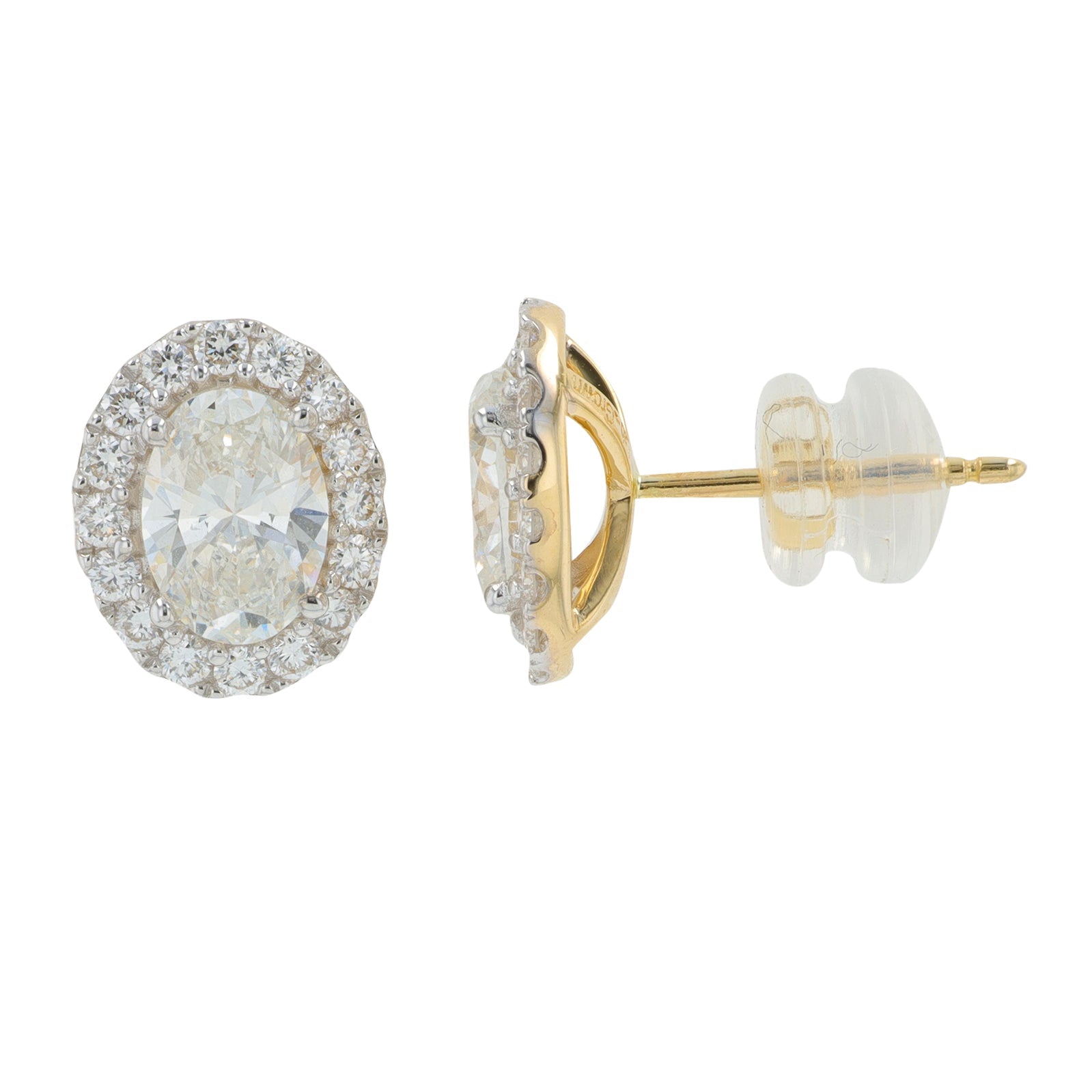 14K 2 CT Lab Grown Diamond Halo Oval Studs<p><strong>More Colors Available</p></strong><p><strong>Lab Grown Diamond</p></strong>