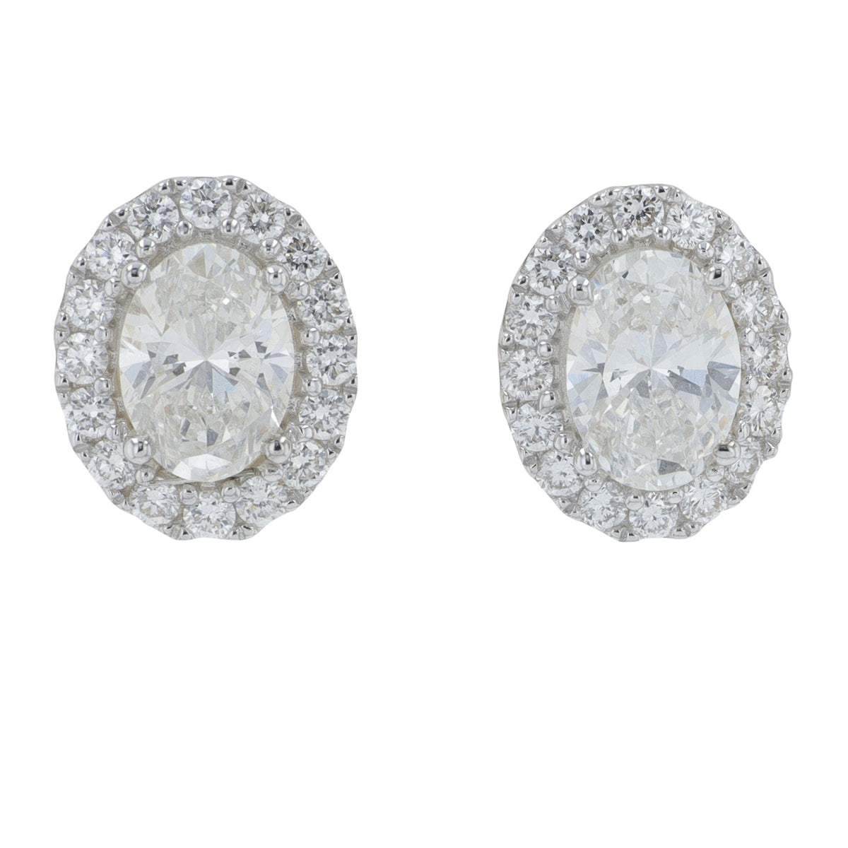 14K 2 CT Lab Grown Diamond Halo Oval Studs<p><strong>More Colors Available</p></strong><p><strong>Lab Grown Diamond</p></strong>
