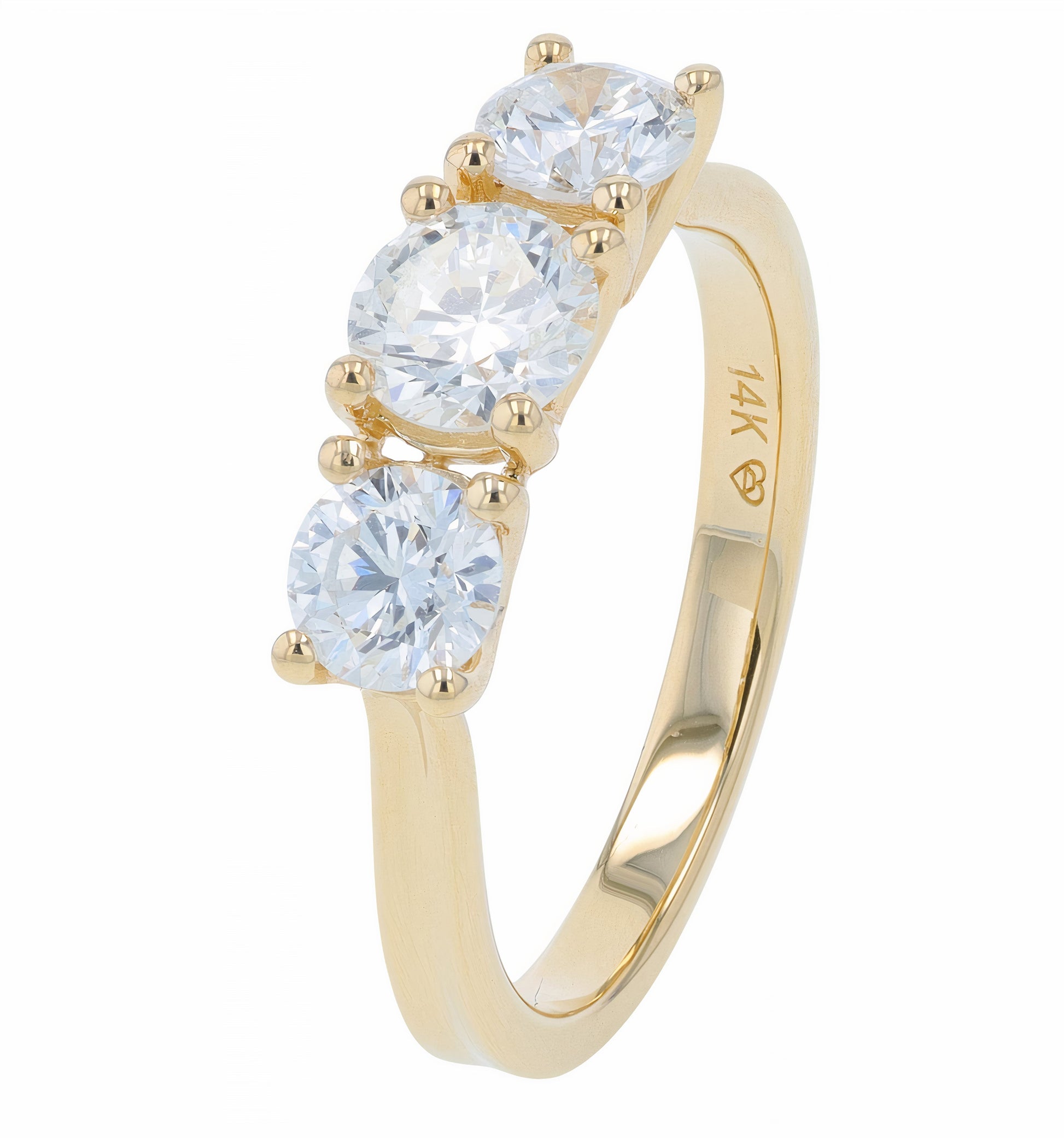 Lab Diamond Three Stone Engagement Ring in 14K Gold (1.50 ct. tw)