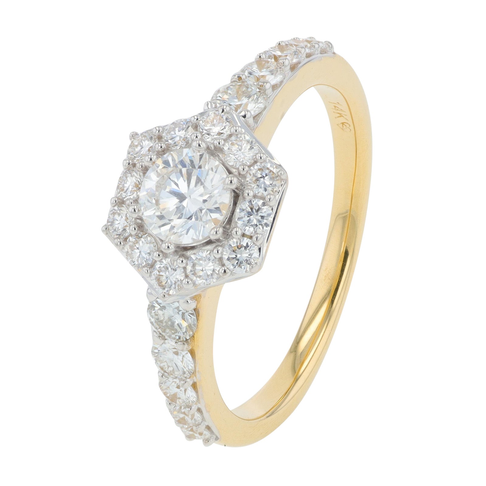 Lab Diamond Halo Engagement Ring in 14K Yellow Gold (1 ct. tw)