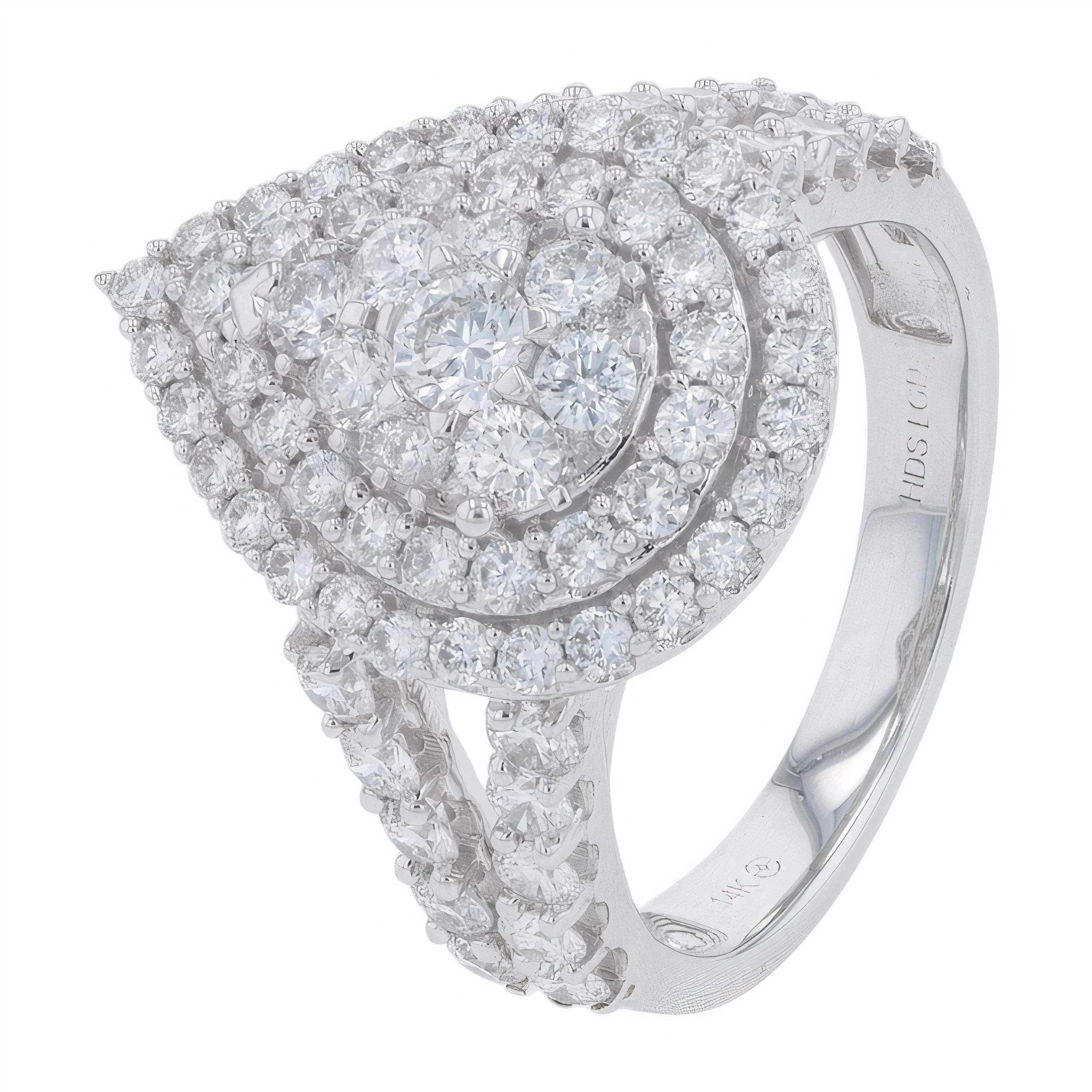 Lab Diamond Cluster Engagement Ring in 14K White Gold (2 ct. tw)