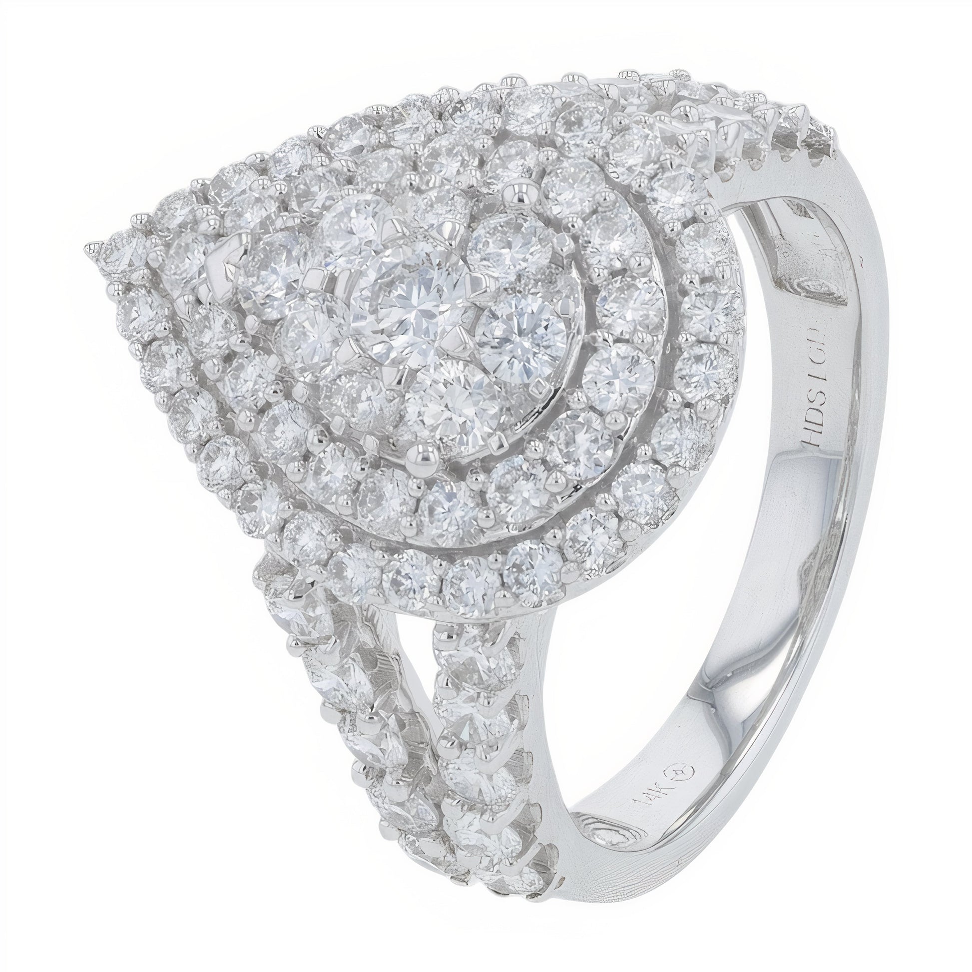 Lab Diamond Cluster Engagement Ring in 14K White Gold (2 ct. tw)