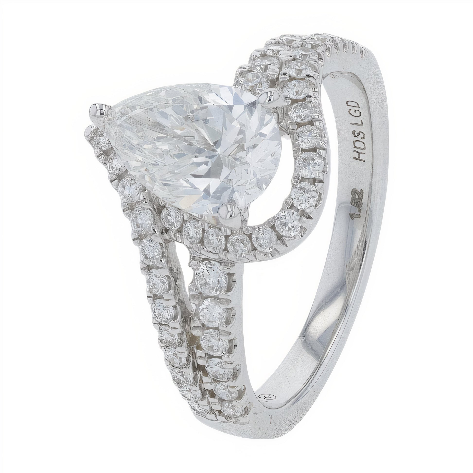 Lab Diamond Pear Cut Engagement Ring in 14K White Gold (2.10 ct. tw)