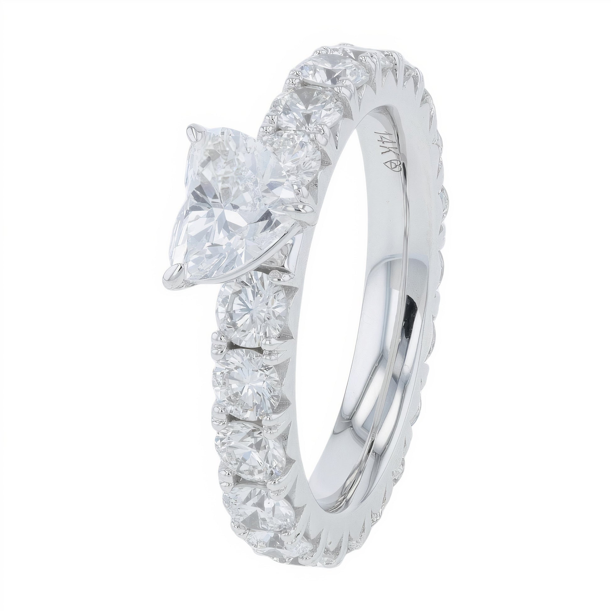 Lab Diamond Heart Ring in 14K White Gold (3.50 ct. tw)