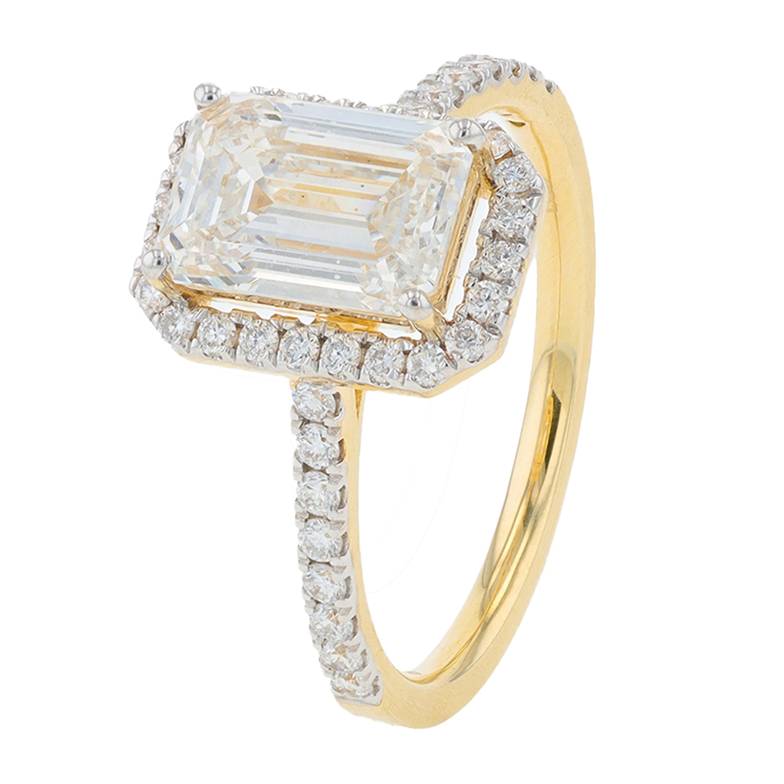 Lab Diamond Emerald Halo Engagement Ring in 14K Gold (2.40 ct. tw)