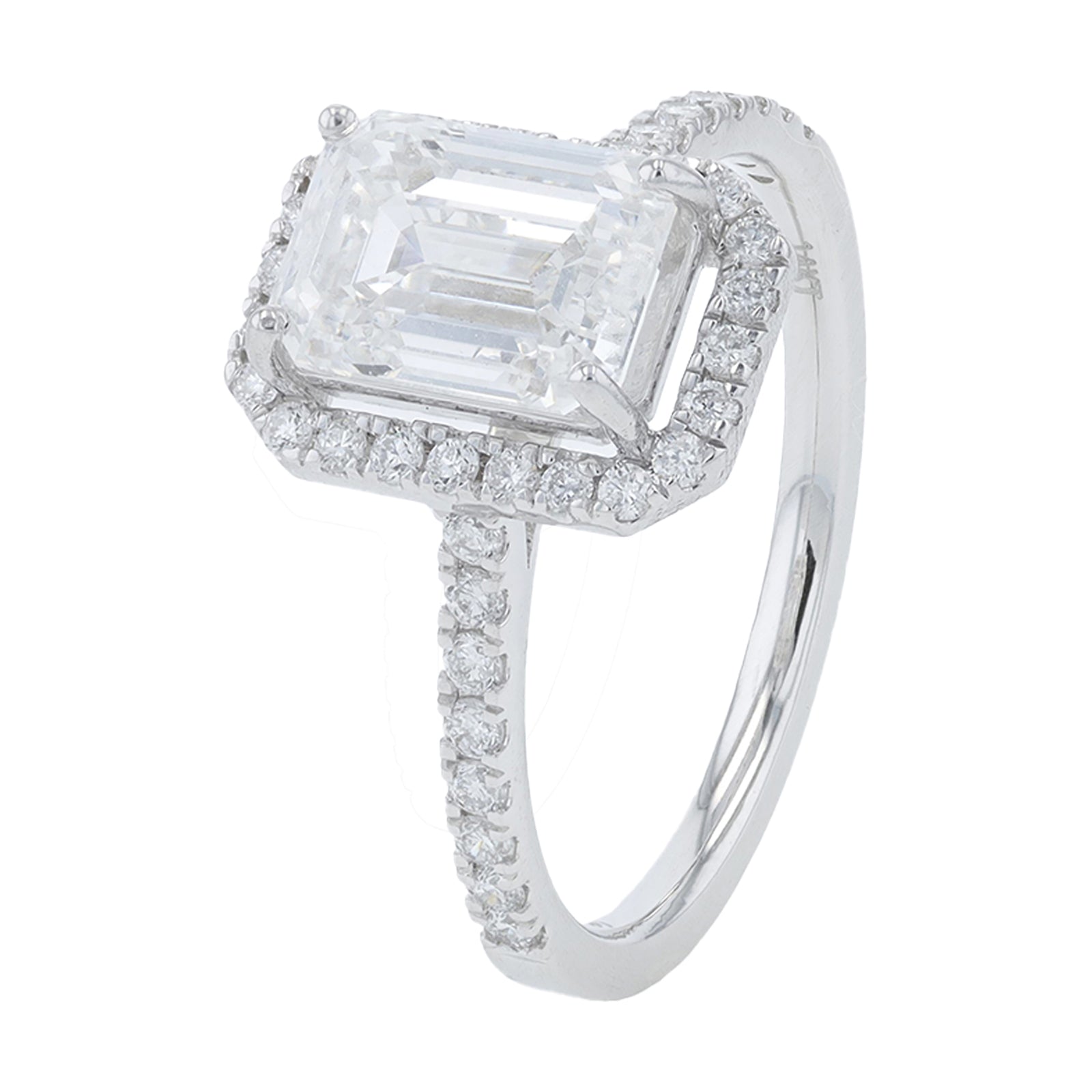 Lab Diamond Emerald Halo Engagement Ring in 14K Gold (2.40 ct. tw)