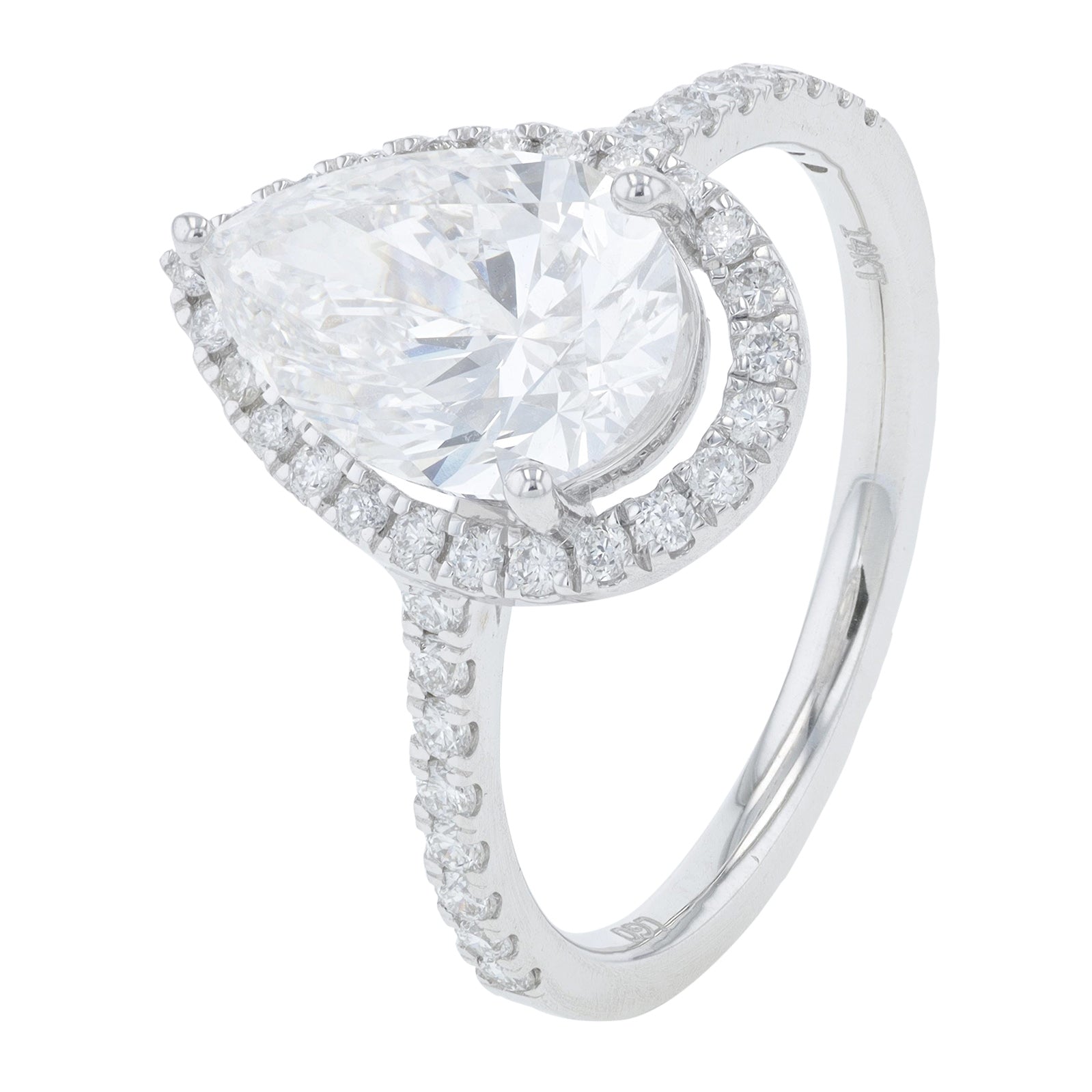 Lab Diamond Pear Halo Engagement Ring in 14K White Gold (2.40 ct. tw)