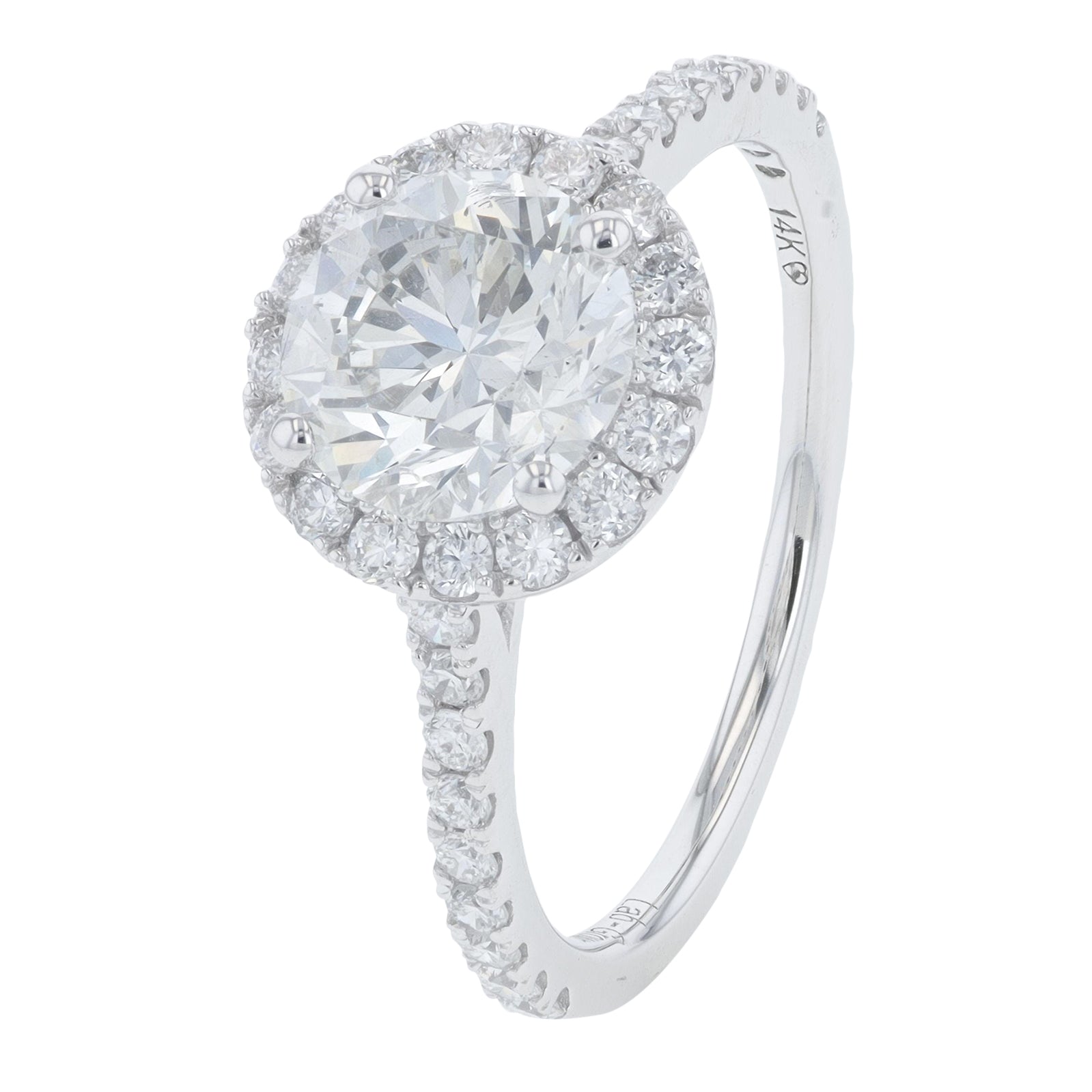 Lab Diamond Halo Engagement Ring in 14K Gold (2 ct. tw)