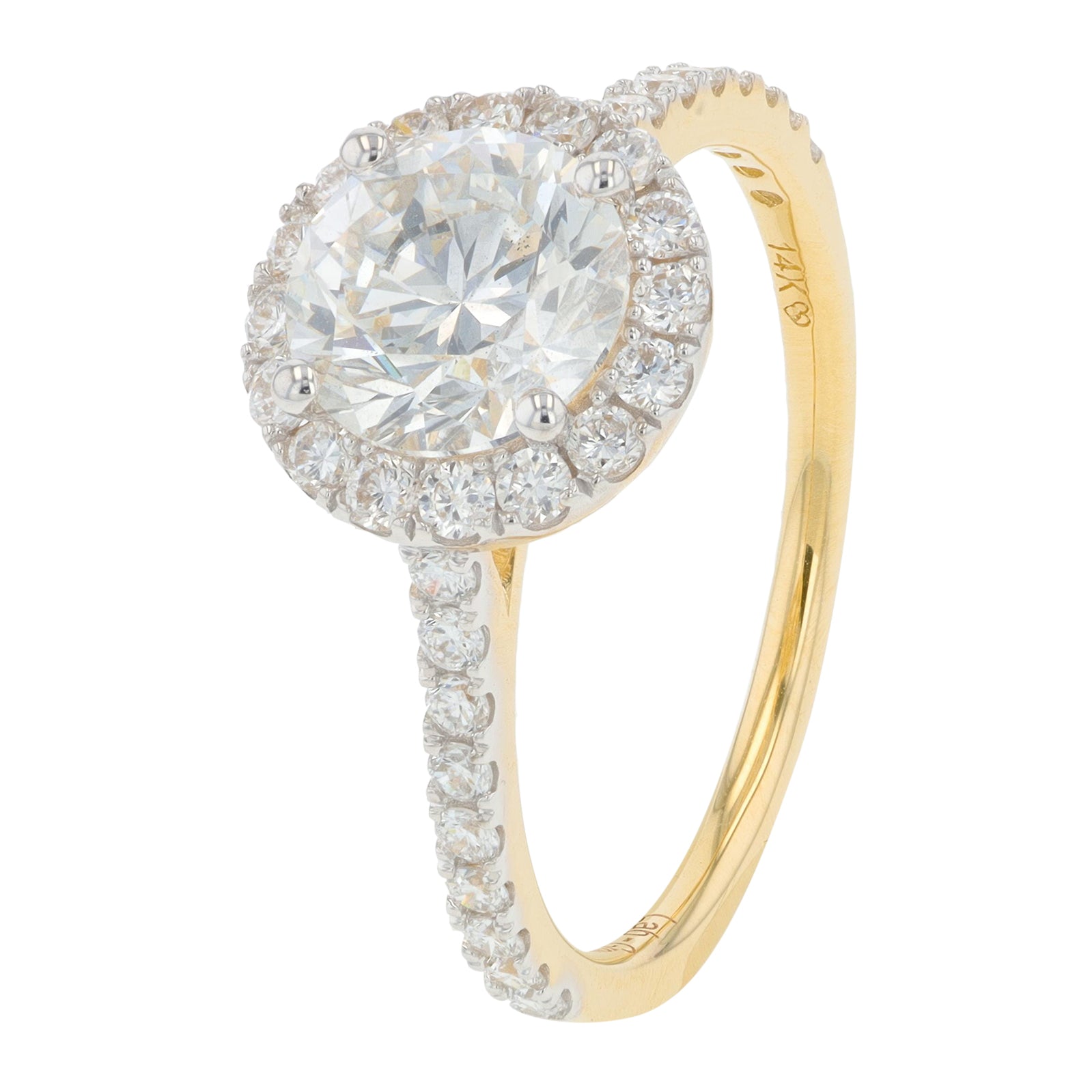 Lab Diamond Halo Engagement Ring in 14K Gold (2 ct. tw)