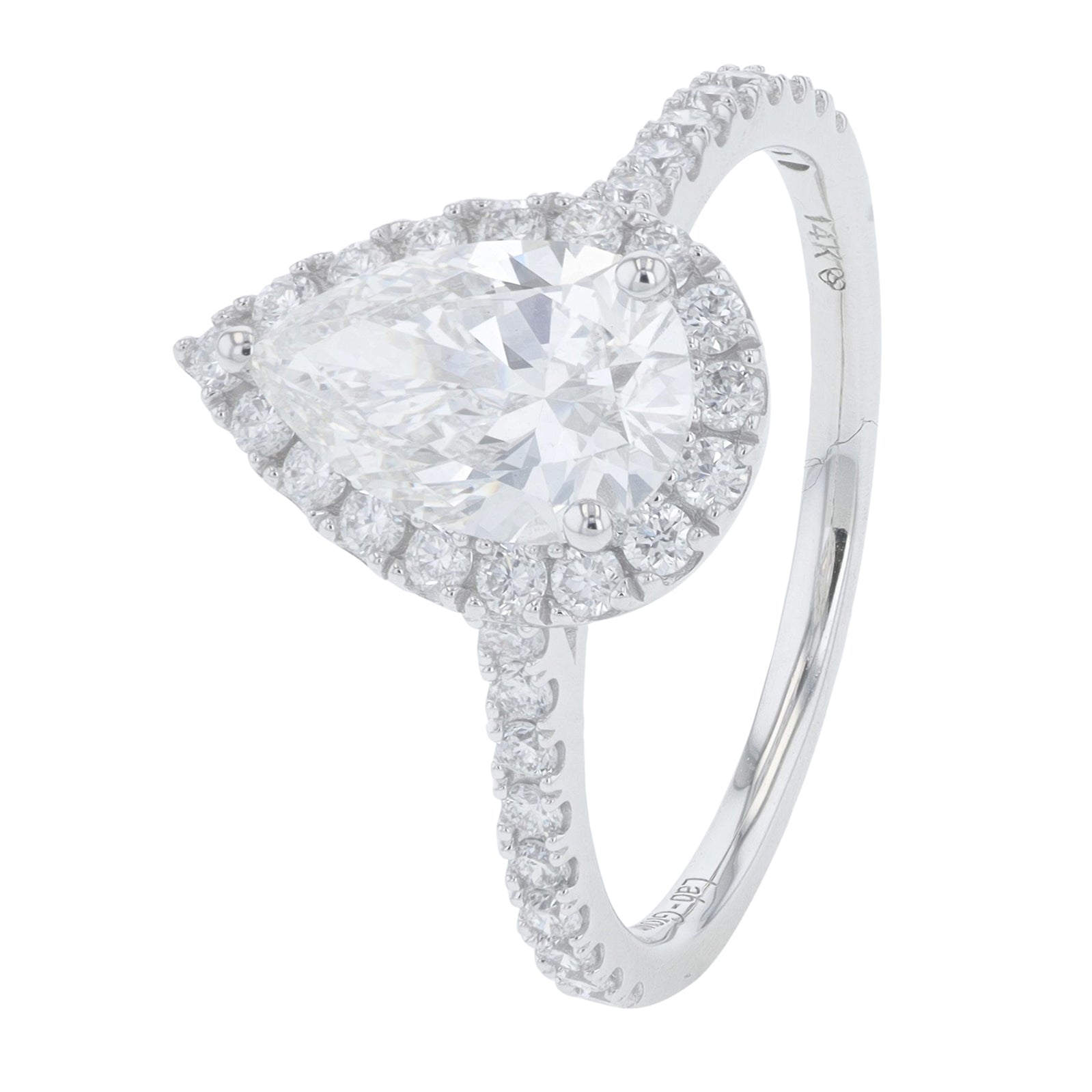 14K 2 CT Lab Grown Diamond Pear Cut Halo Engagement Ring<p><strong>Lab Grown Diamond</p></strong><p><strong>More Colors Available</p></strong>