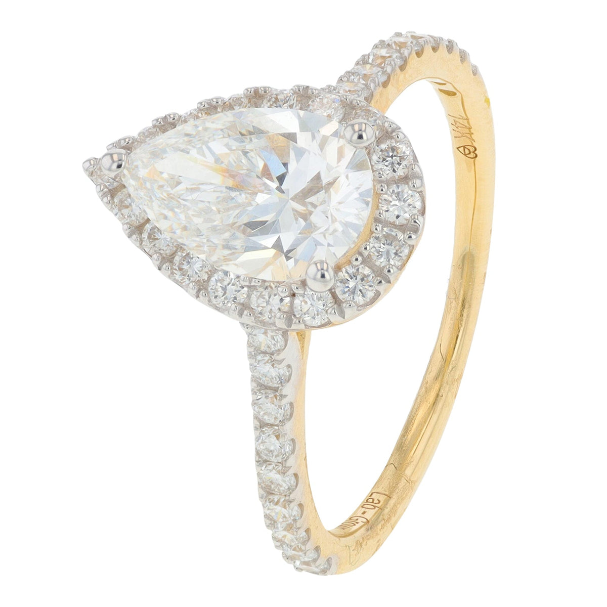 14K 2 CT Lab Grown Diamond Pear Cut Halo Engagement Ring<p><strong>Lab Grown Diamond</p></strong><p><strong>More Colors Available</p></strong>