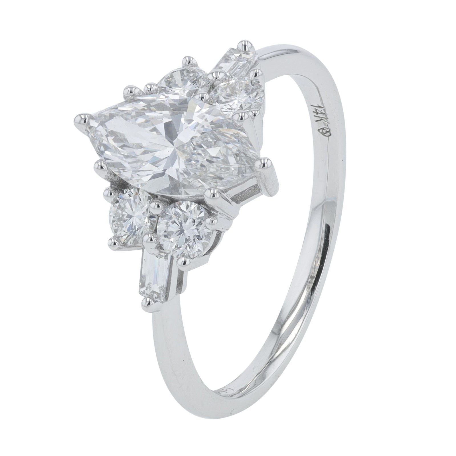 Lab Diamond Marquise Center Engagement Ring in 14K Gold (1 ct. tw)