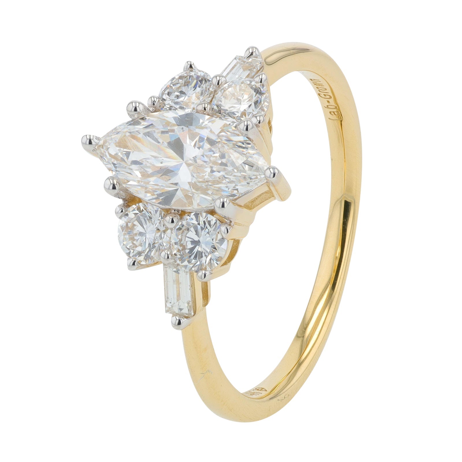 Lab Diamond Marquise Center Engagement Ring in 14K Gold (1 ct. tw)