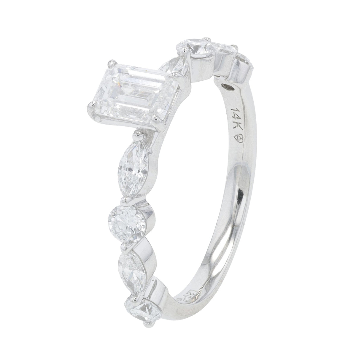 14K 0.75 CT Emerald Cut Lab Grown Diamond Center Engagement Ring<p><strong>More Colors Available</p></strong><p><strong>Lab Grown Diamond</p></strong>