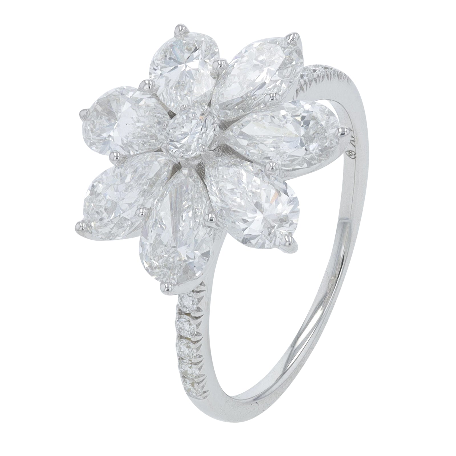 14K 3 CT Lab Grown Diamond Flower Ring<p><strong>More Colors Available</p></strong><p><strong>Lab Grown Diamond</p></strong>