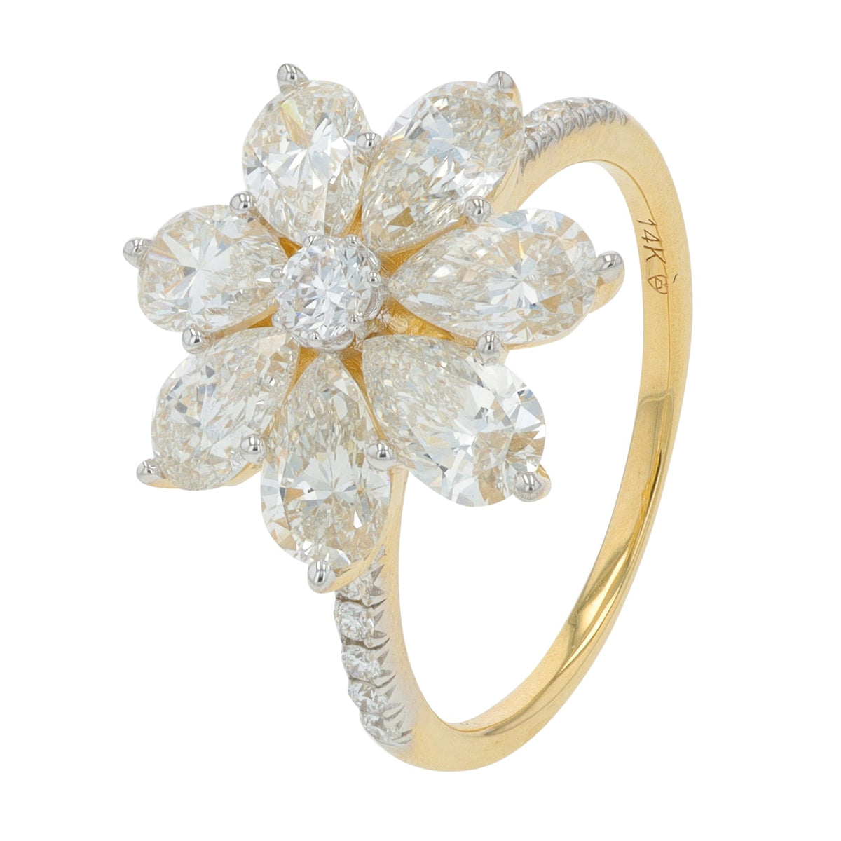 14K 3 CT Lab Grown Diamond Flower Ring<p><strong>More Colors Available</p></strong><p><strong>Lab Grown Diamond</p></strong>