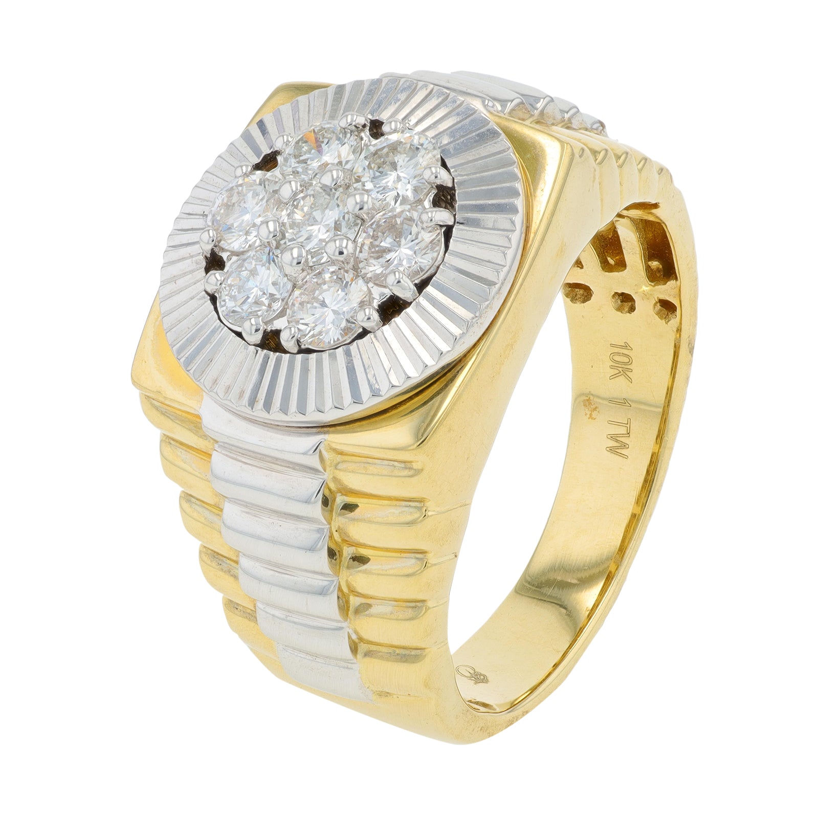 Lab Diamond Gents Ring in 10K Two Tone Gold (1 ct. tw)