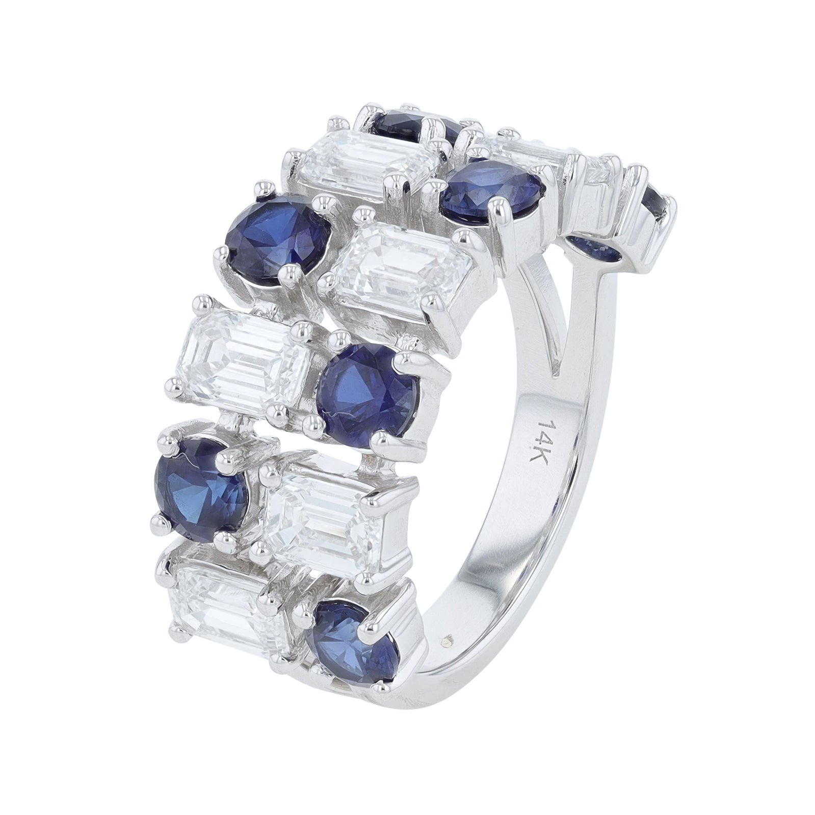 Lab Diamond & Lab Sapphire Ring in 14K White Gold