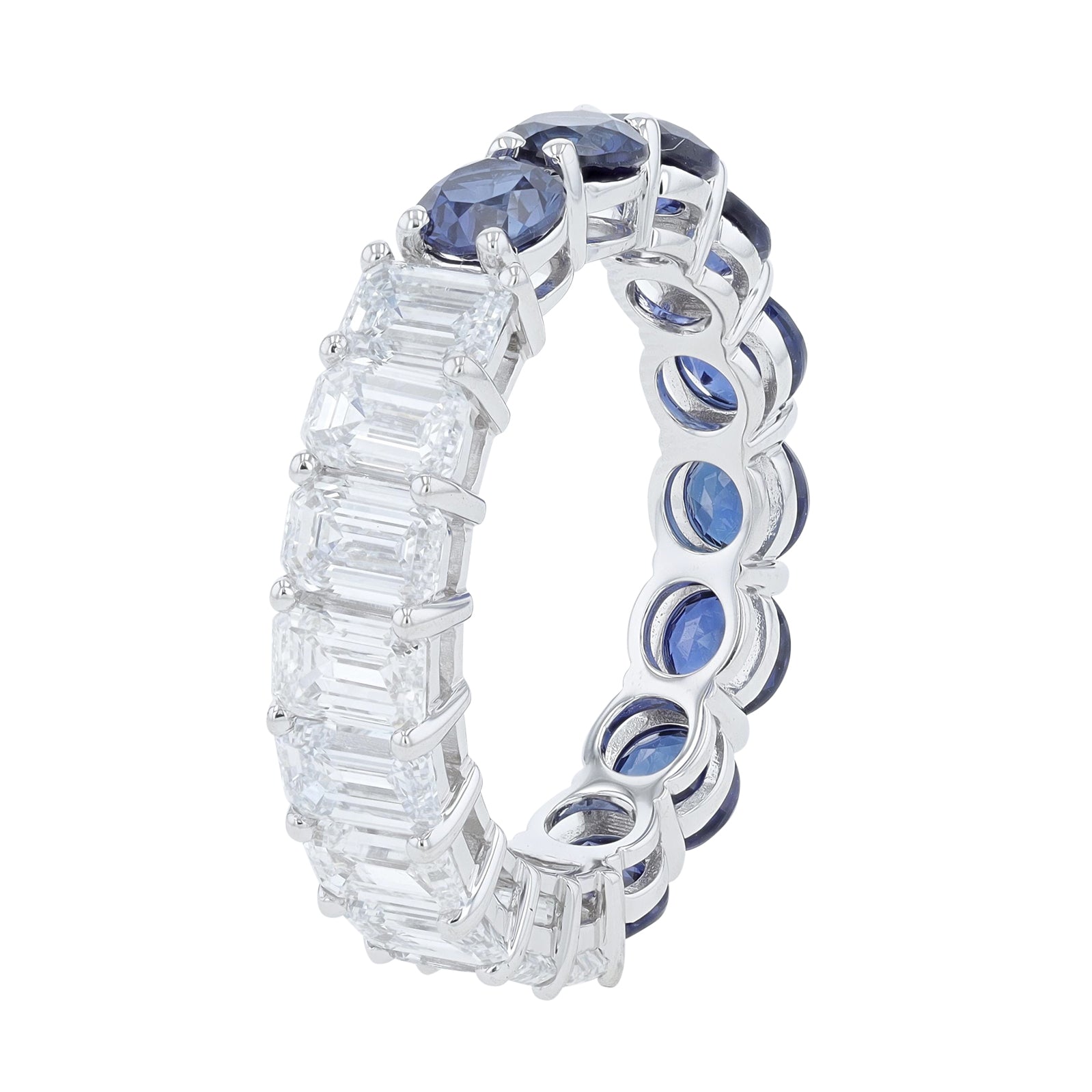 Lab Diamond & Lab Sapphire Eternity Band in 14K White Gold