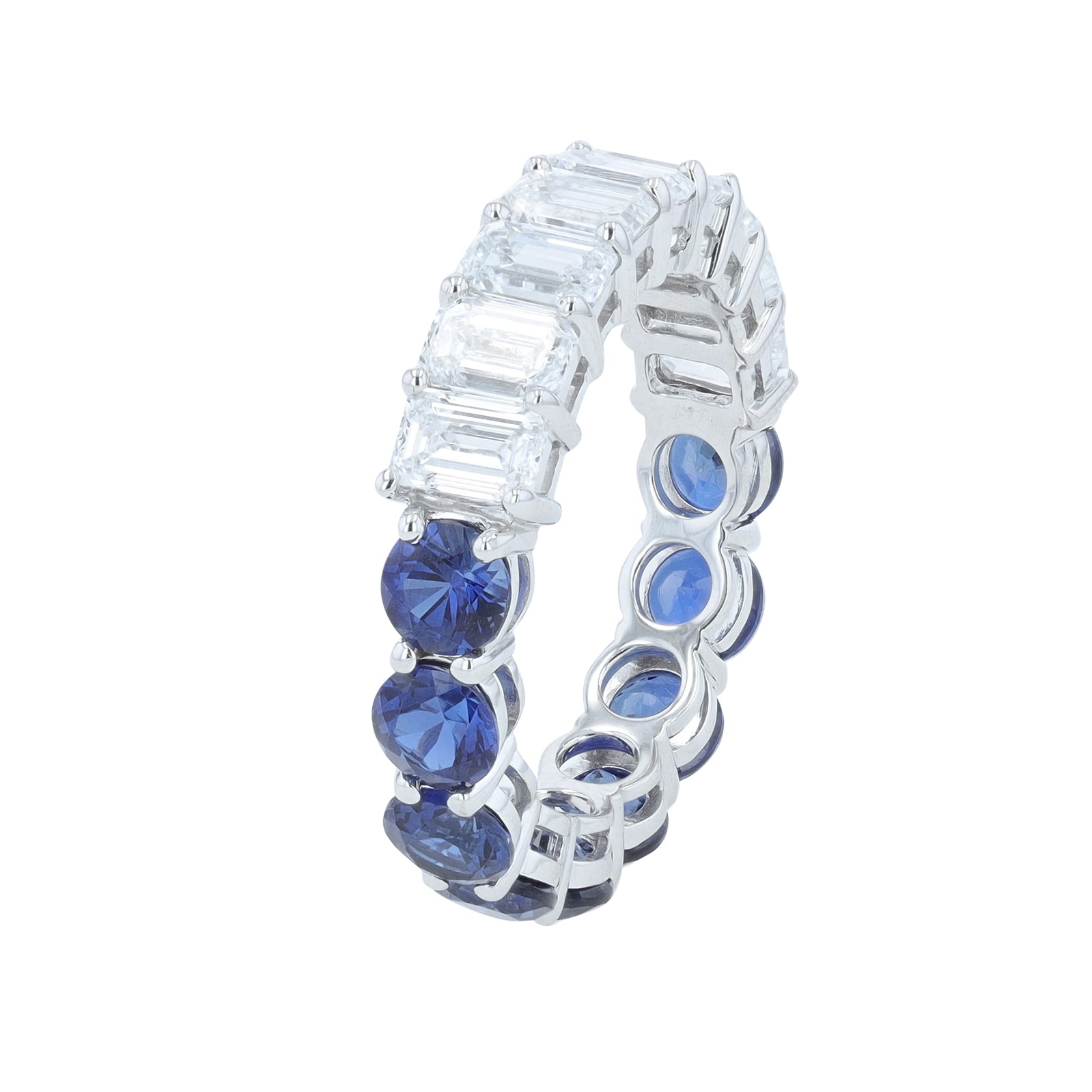 Lab Diamond & Lab Sapphire Eternity Band in 14K White Gold