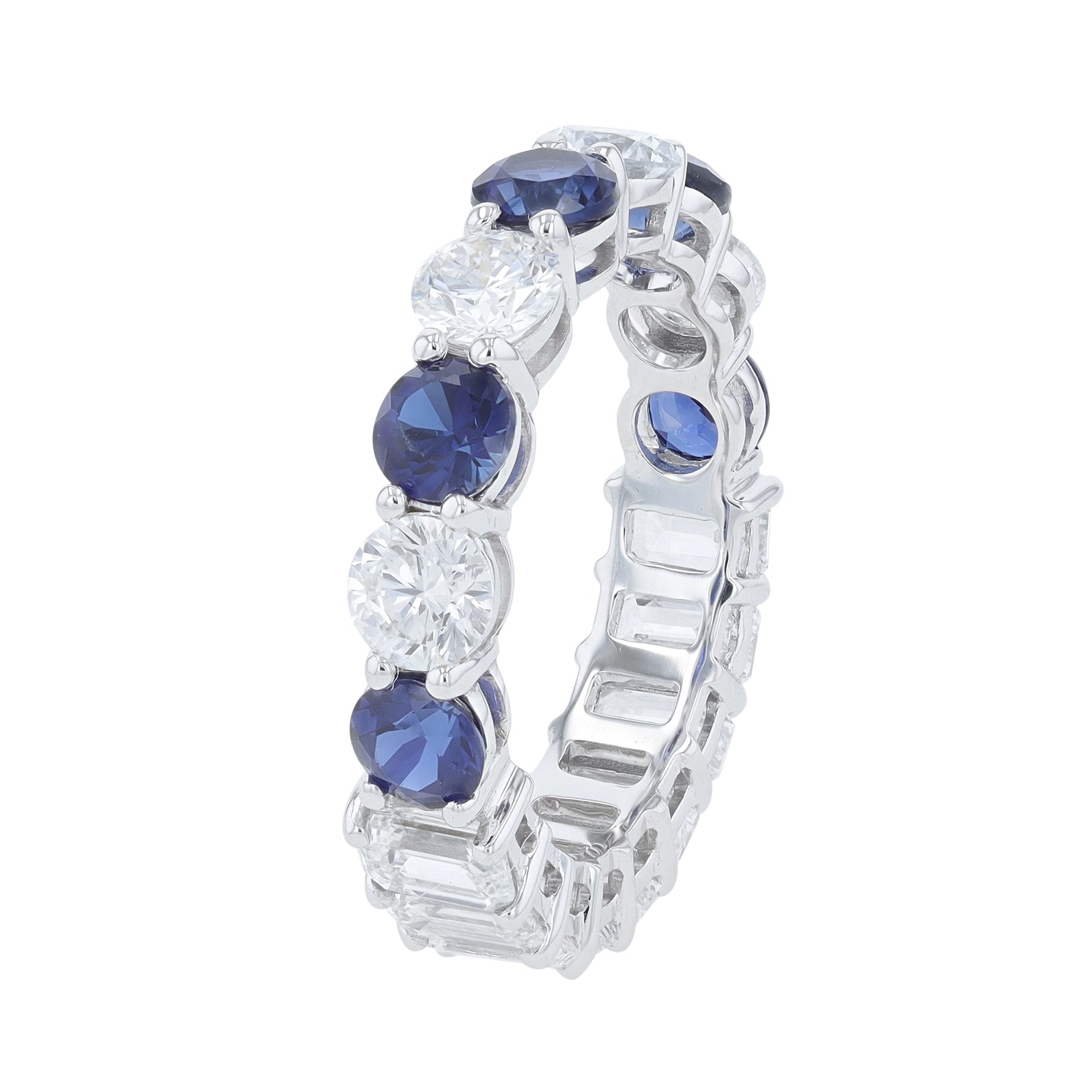 Lab Diamond & Lab Sapphire Eternity Band in 14K White Gold