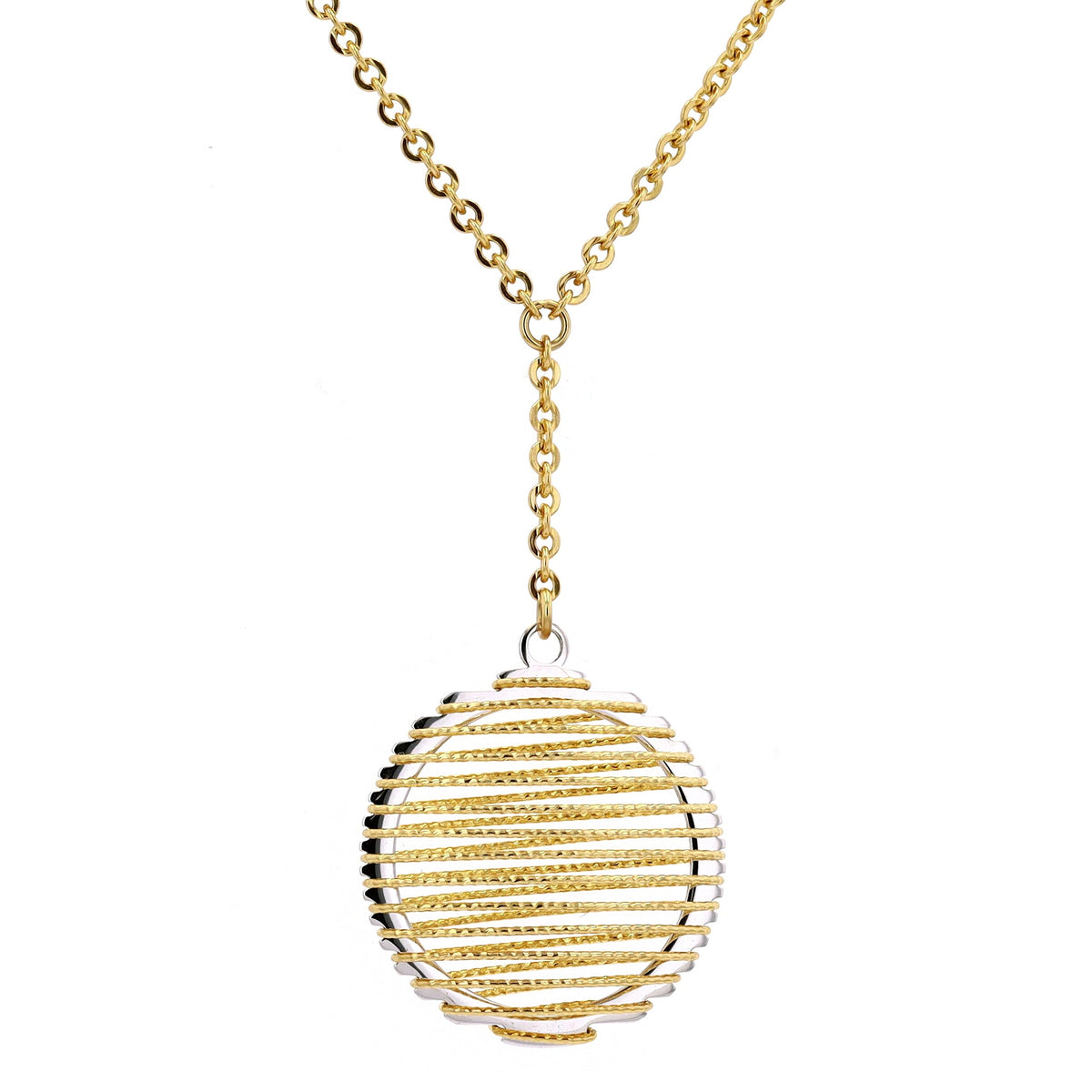 14K TT Lariat Gold Disc Necklace