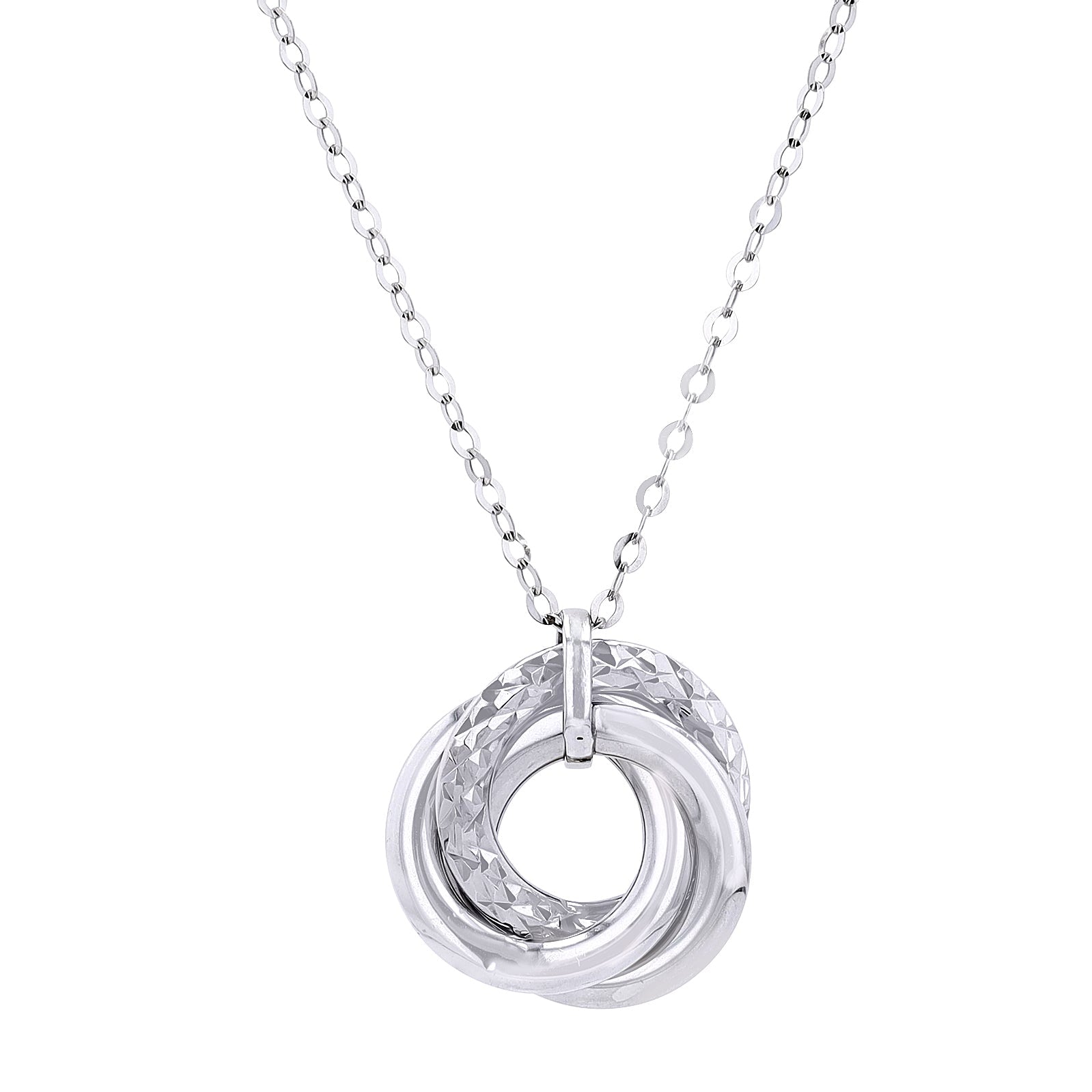 14K WG Interlocking Circle Pendant