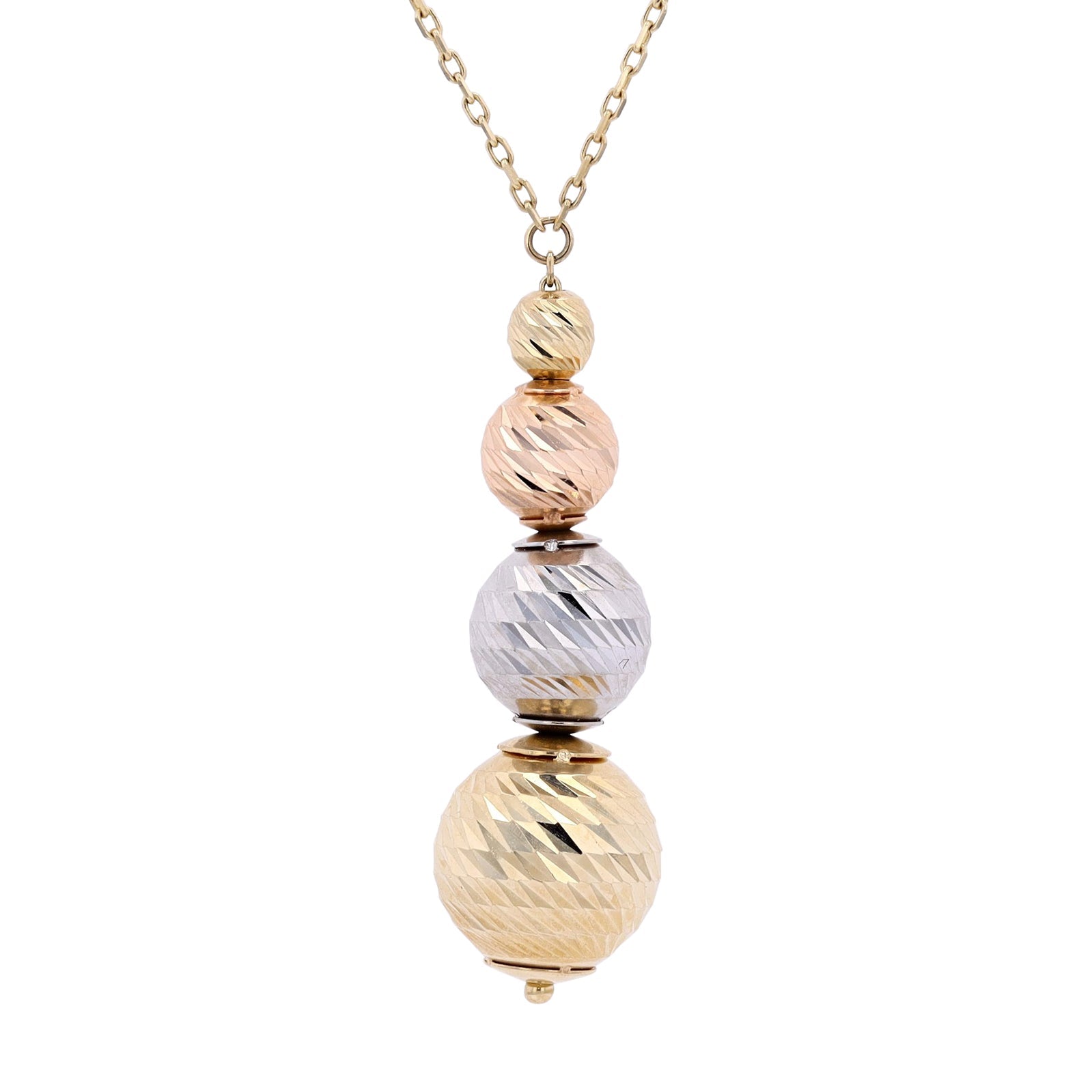 14K Tri-Tone Graduating Beads Pendant