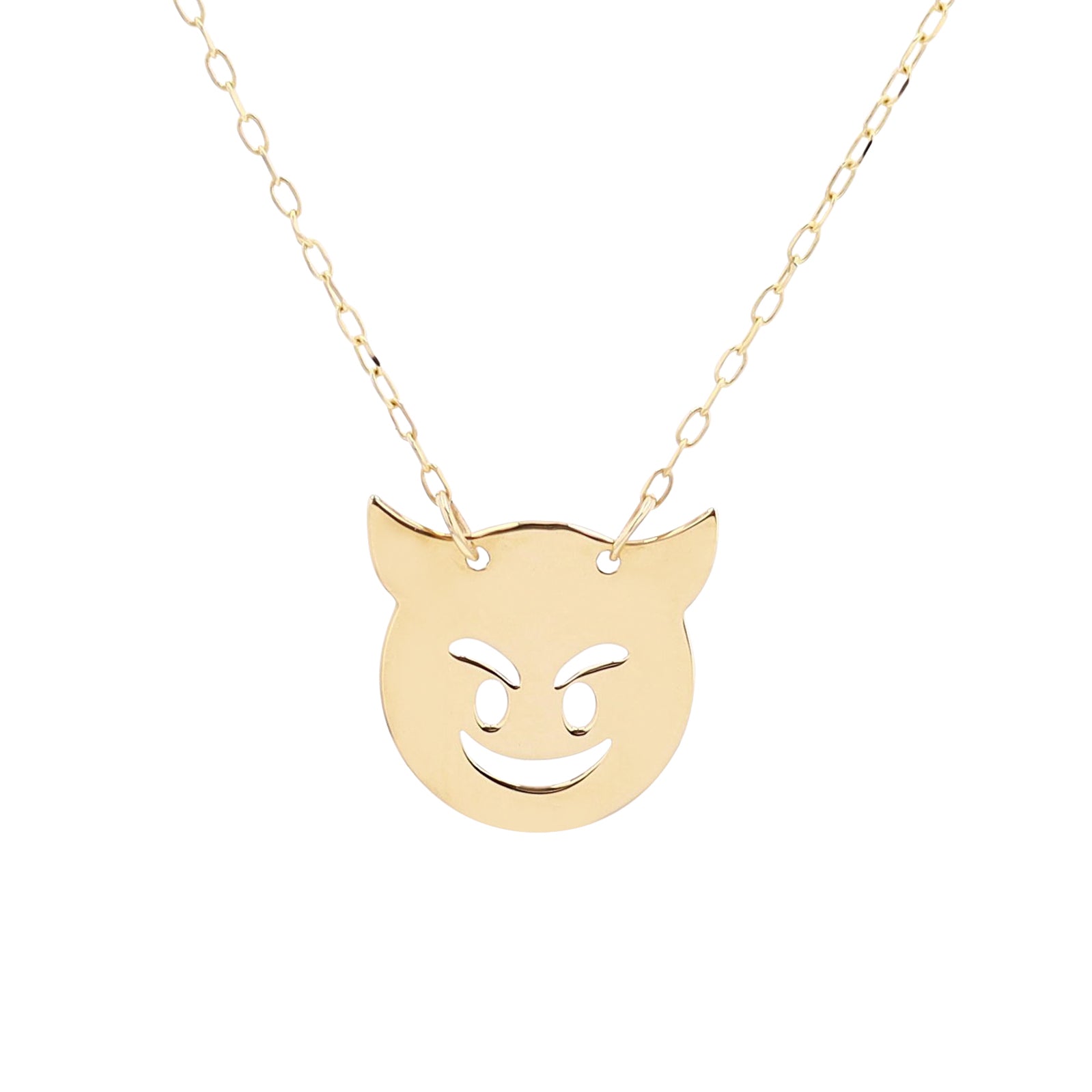 14K YG  Devil Emoji Necklace