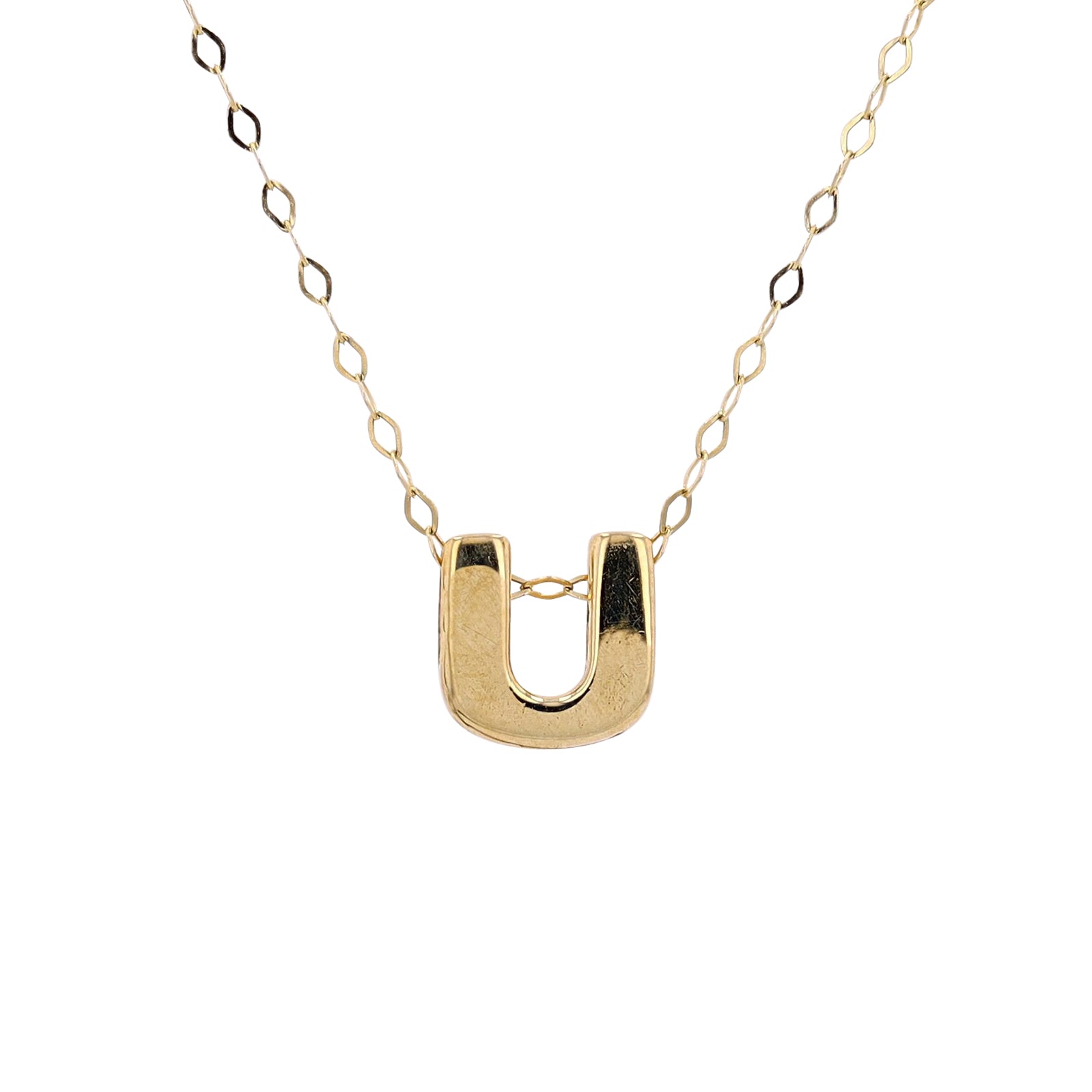 10K YG U Initial Necklace