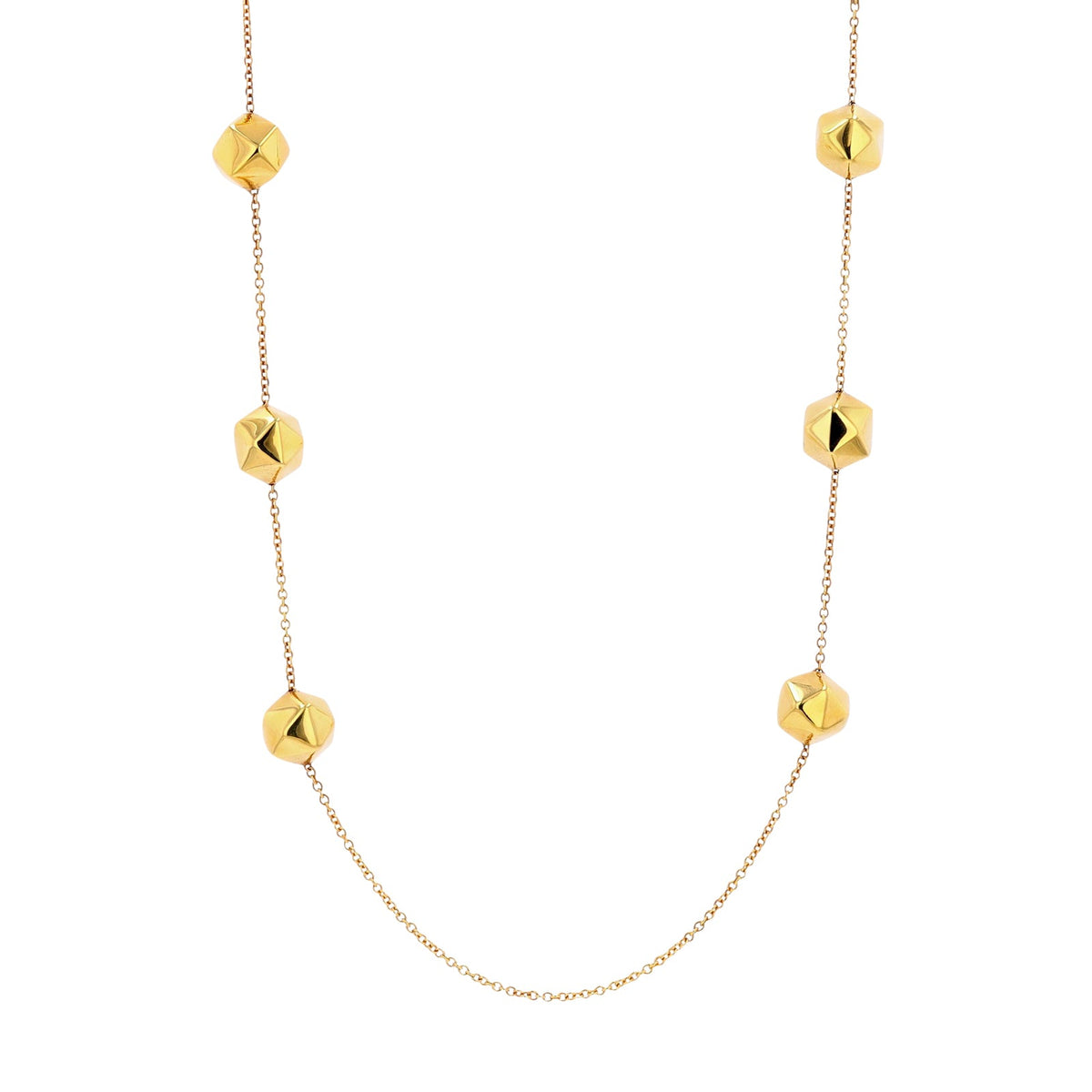 18K YG Station Gold Necklace