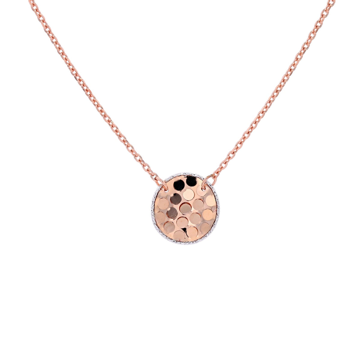 14K TT Hammered Disc Necklace