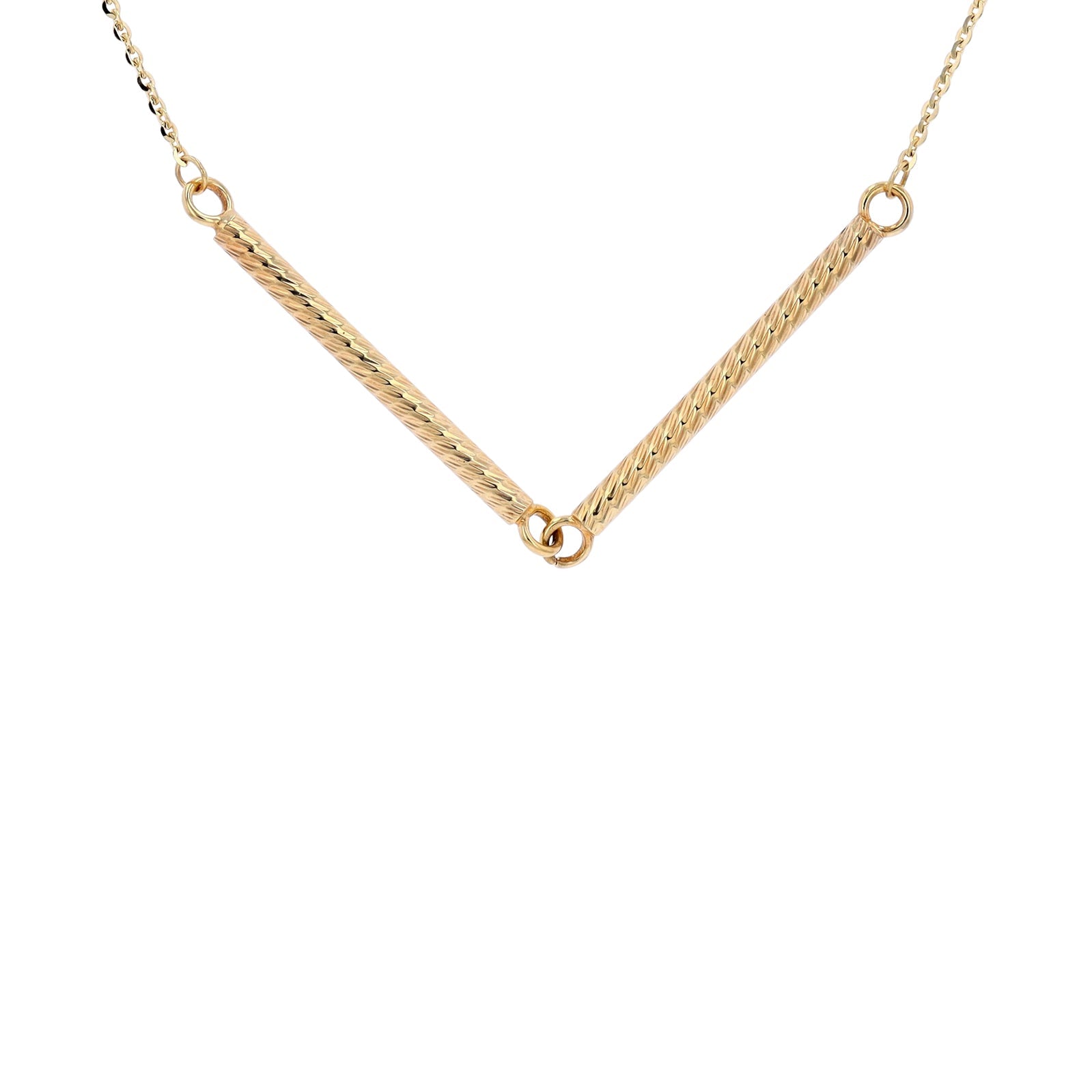 14K YG Chevron Bar Necklace