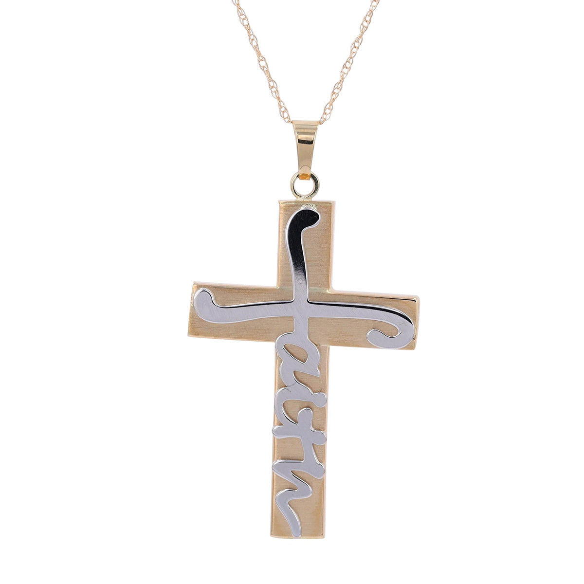 14K TT 'Faith' Cross Pendant