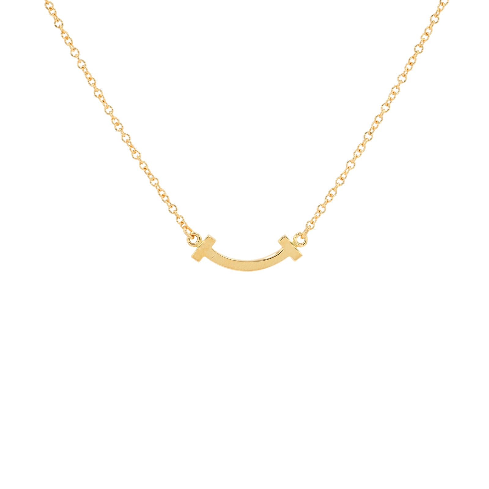 18K YG Tiffany & Co T Smile Necklace