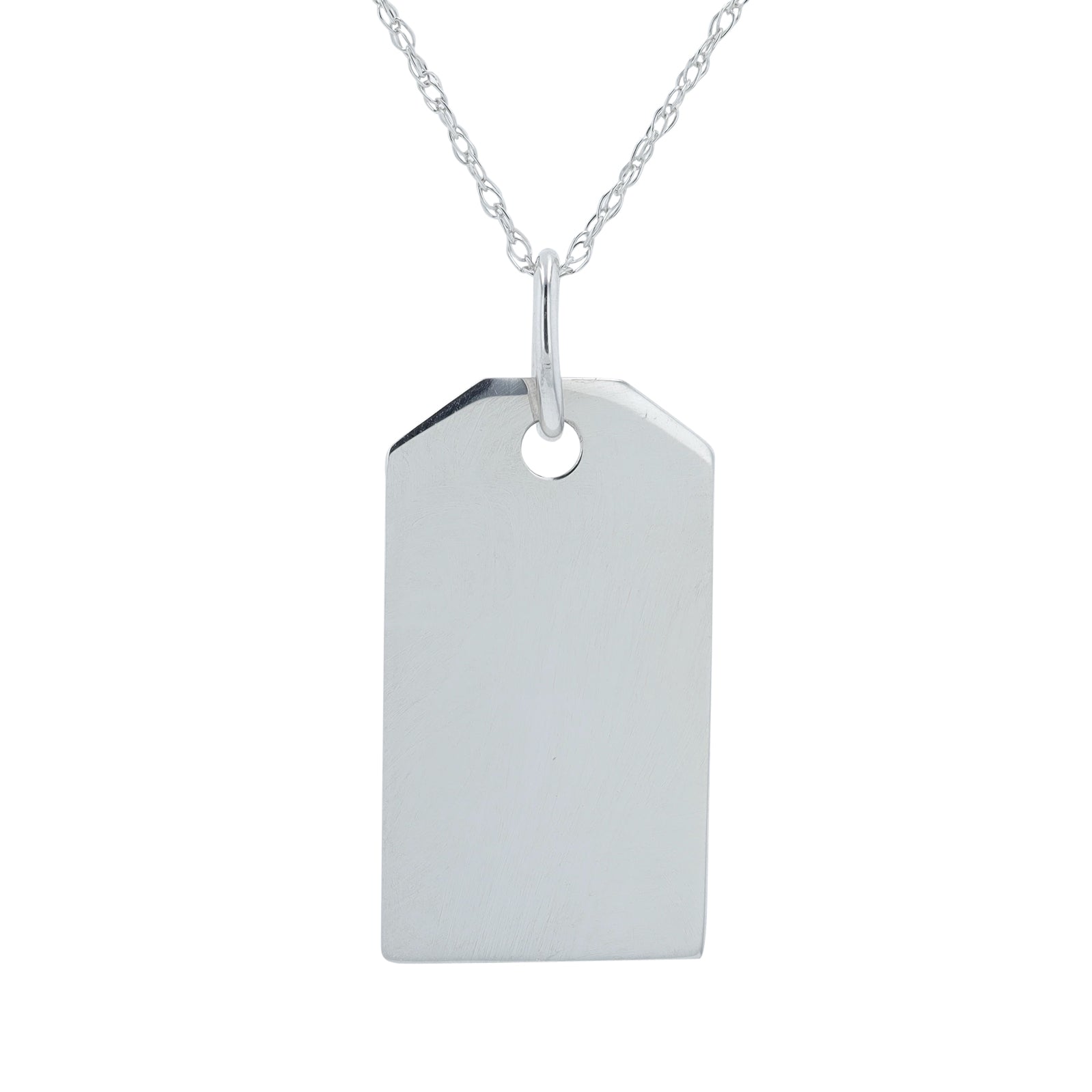 14K WG Engravable Dog Tag Pendant