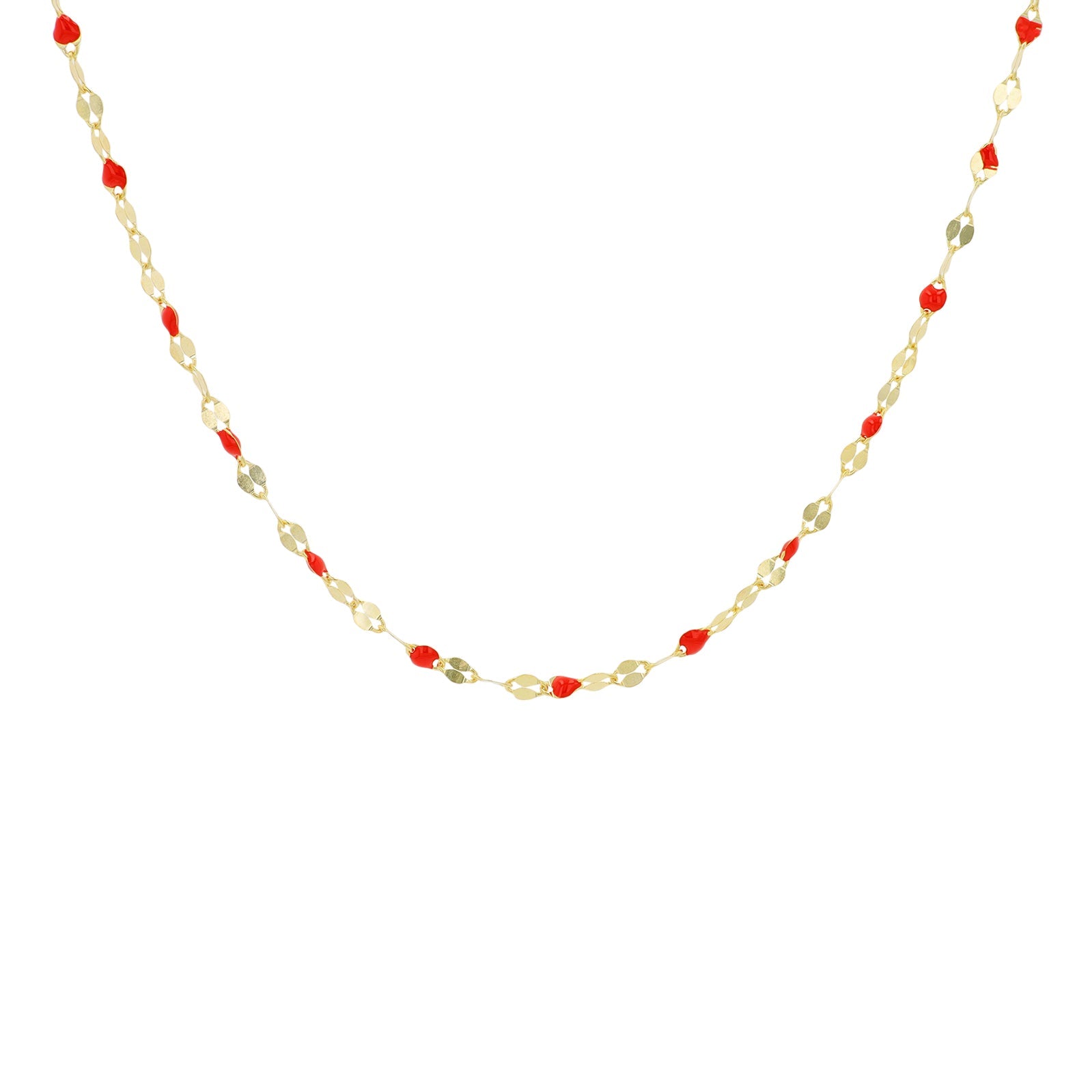 14K YG Red Enamel Chain