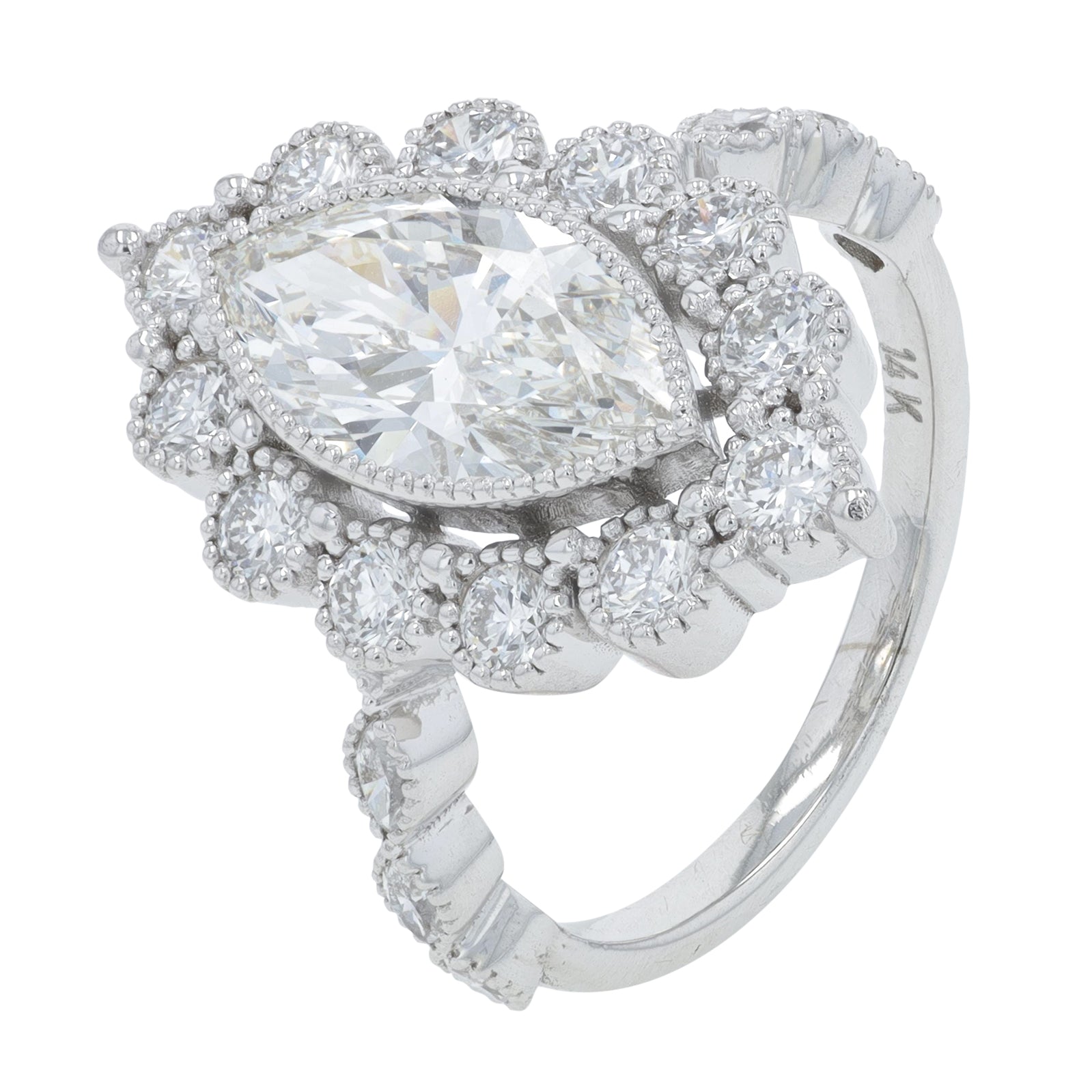 14K WG 3.25 CTW Lab Grown Diamond Art Deco Ring<p><strong>Lab Grown Diamond</p></strong><p><strong>IGI Available</p></strong>