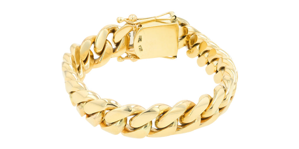 14K YG 153.7 Gram Cuban Gents Bracelet