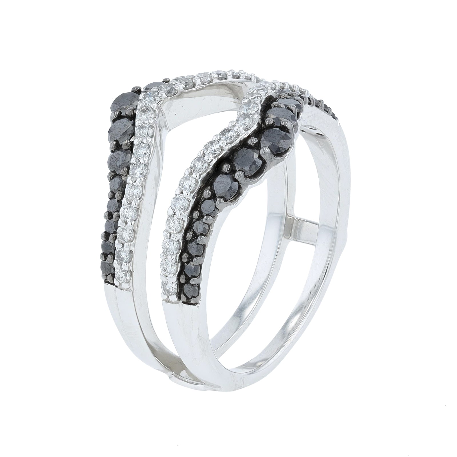 14K WG 1 CTW Diamond Chevron Ring Guard