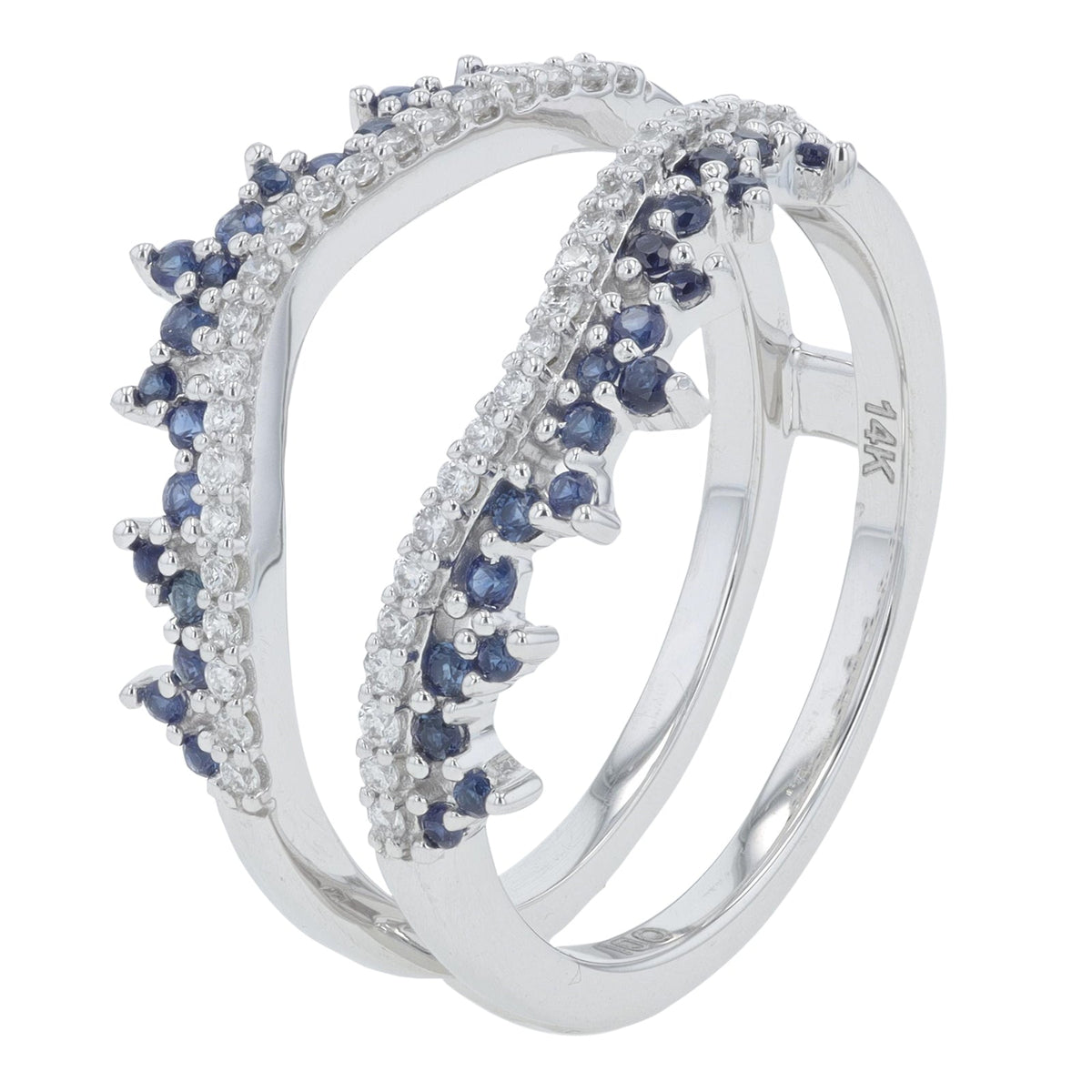 14K WG Diamond & Sapphire Ring Guard