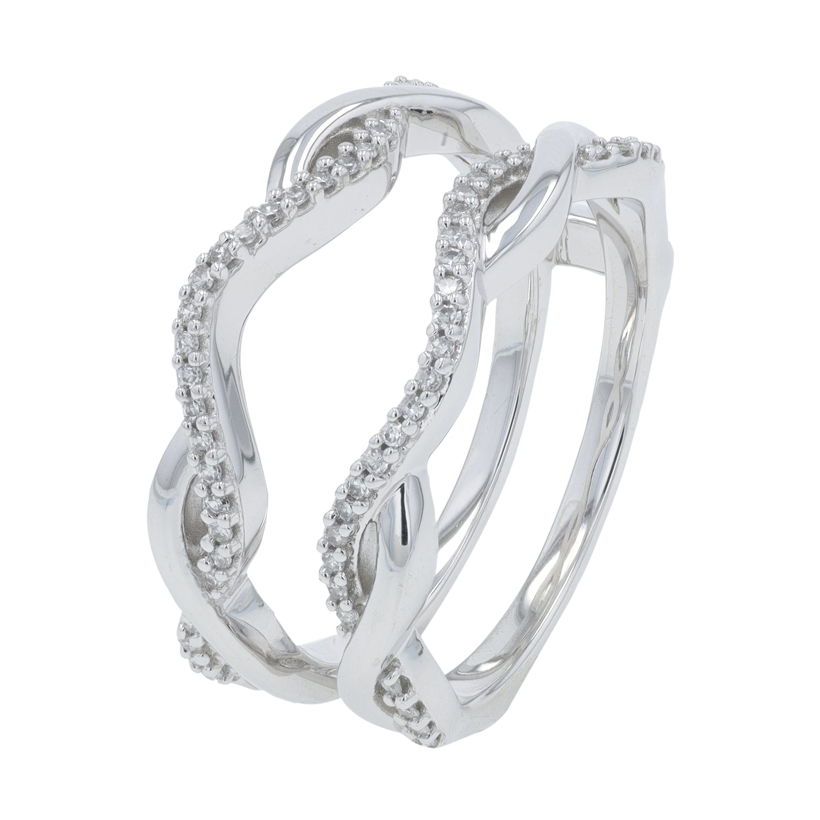 14K WG .17 CT Diamond Crossover Ring Guard