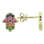 Silver EFFY YG 0.35 CT Multicolor Sapphire Hamsa Earrings