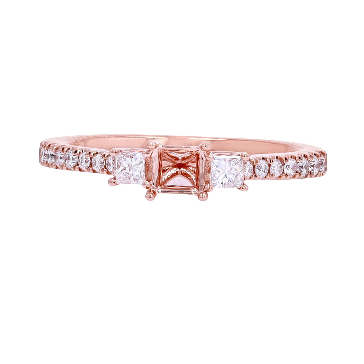 14K RG 1/4 CT Diamond Semi-Mount