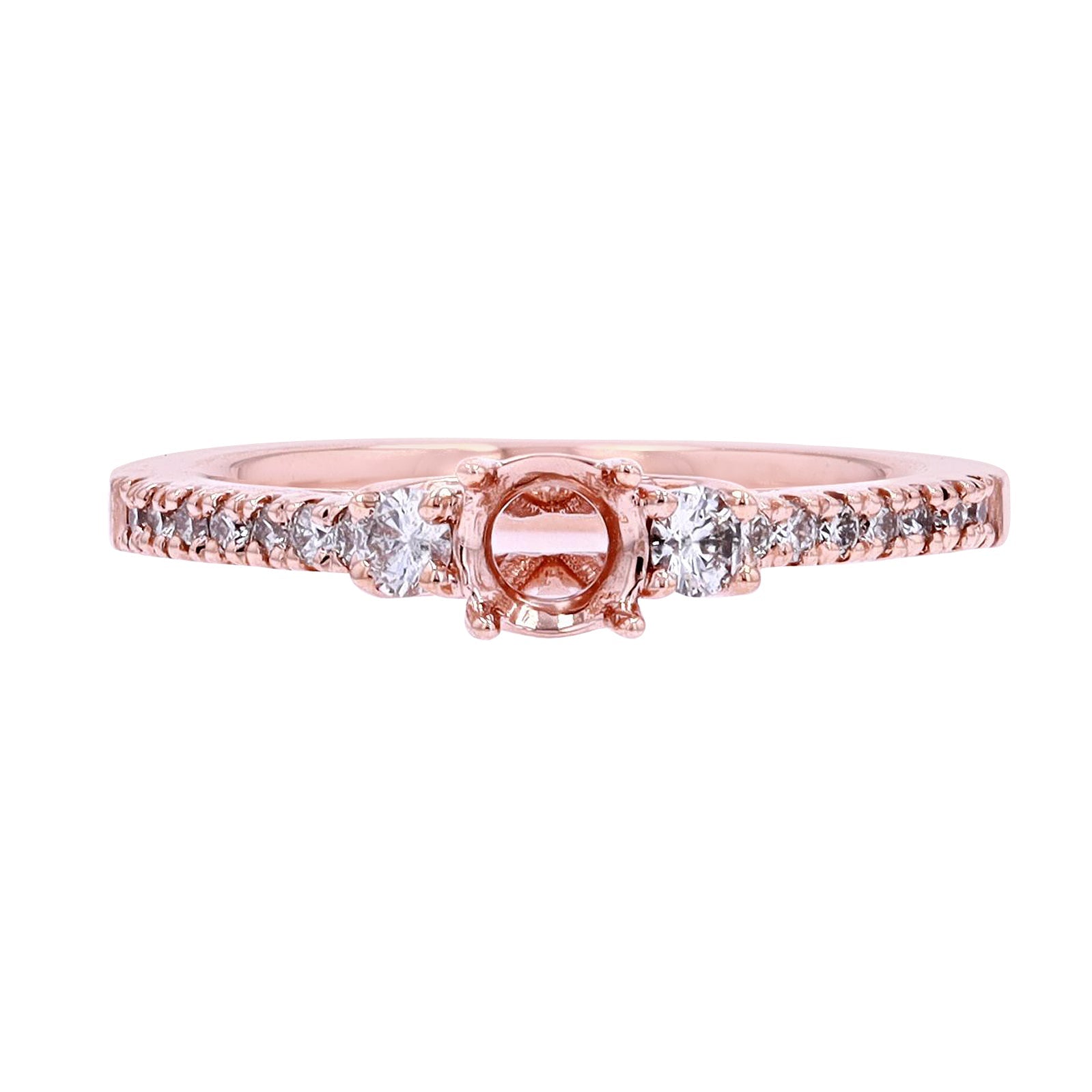 14K RG 1/4 CT Diamond Semi-Mount