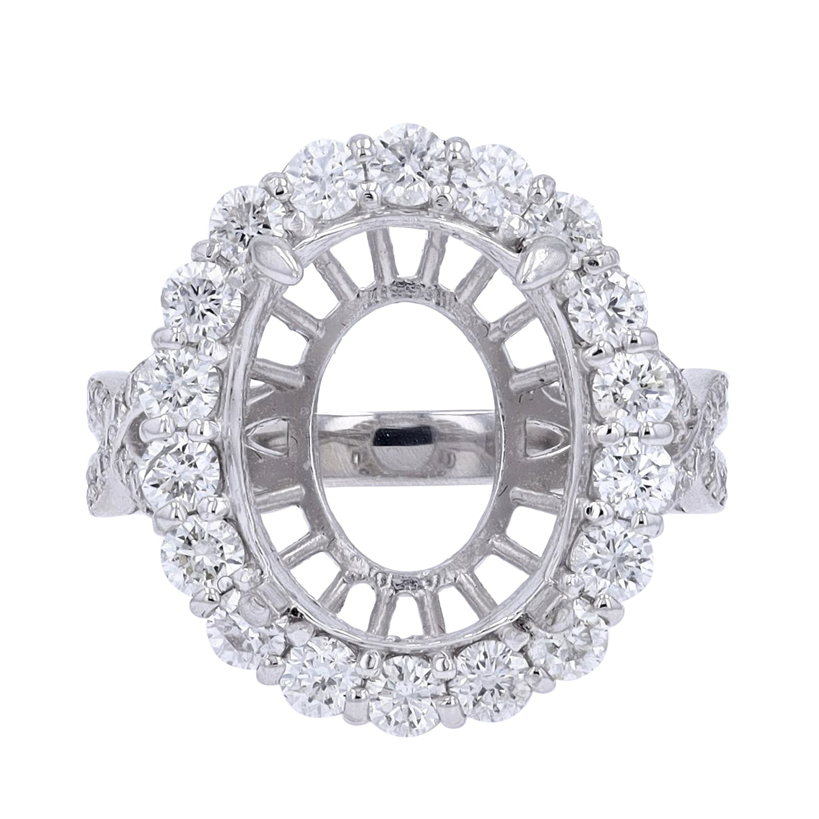 PT900 1.39 CTW Diamond Halo Semi-Mount Ring