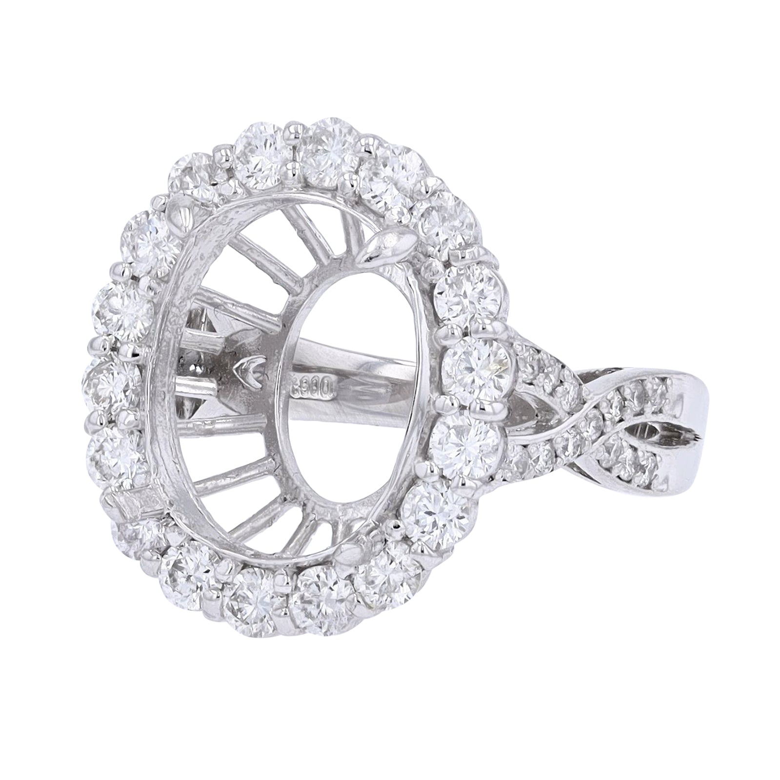 PT900 1.39 CTW Diamond Halo Semi-Mount Ring