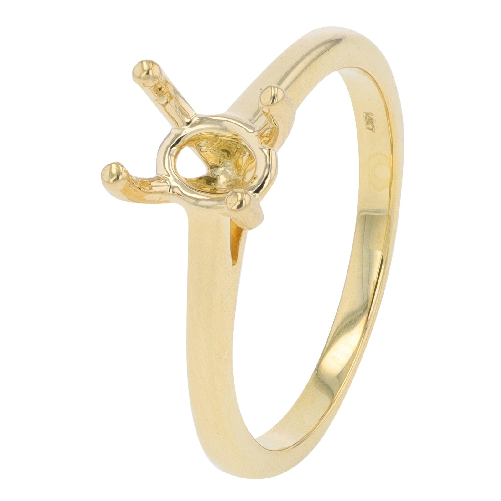 14K Gold Four Prong Semi-Mount Holds 7x5 MM Oval