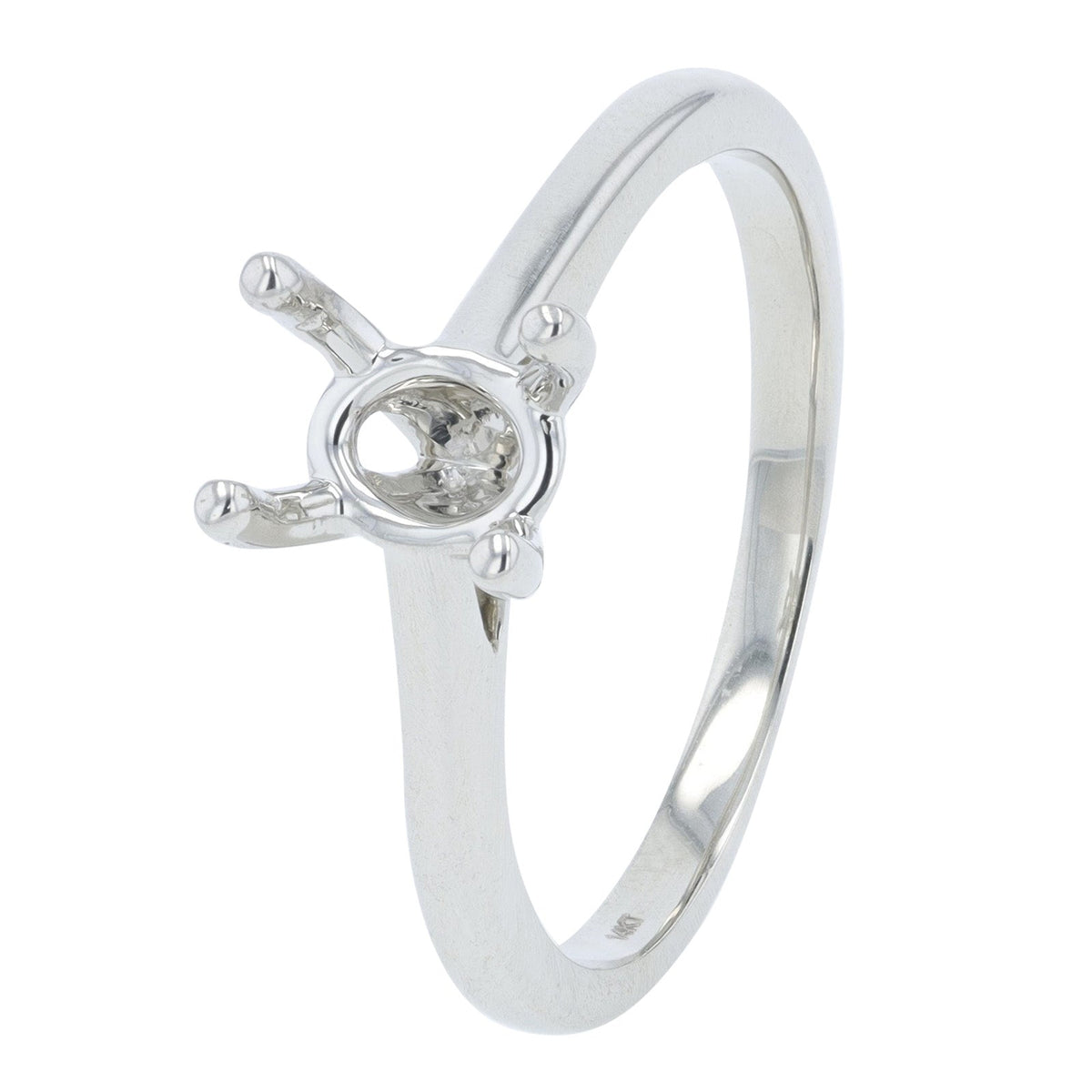 14K Gold Four Prong Semi-Mount Holds 7x5 MM Oval